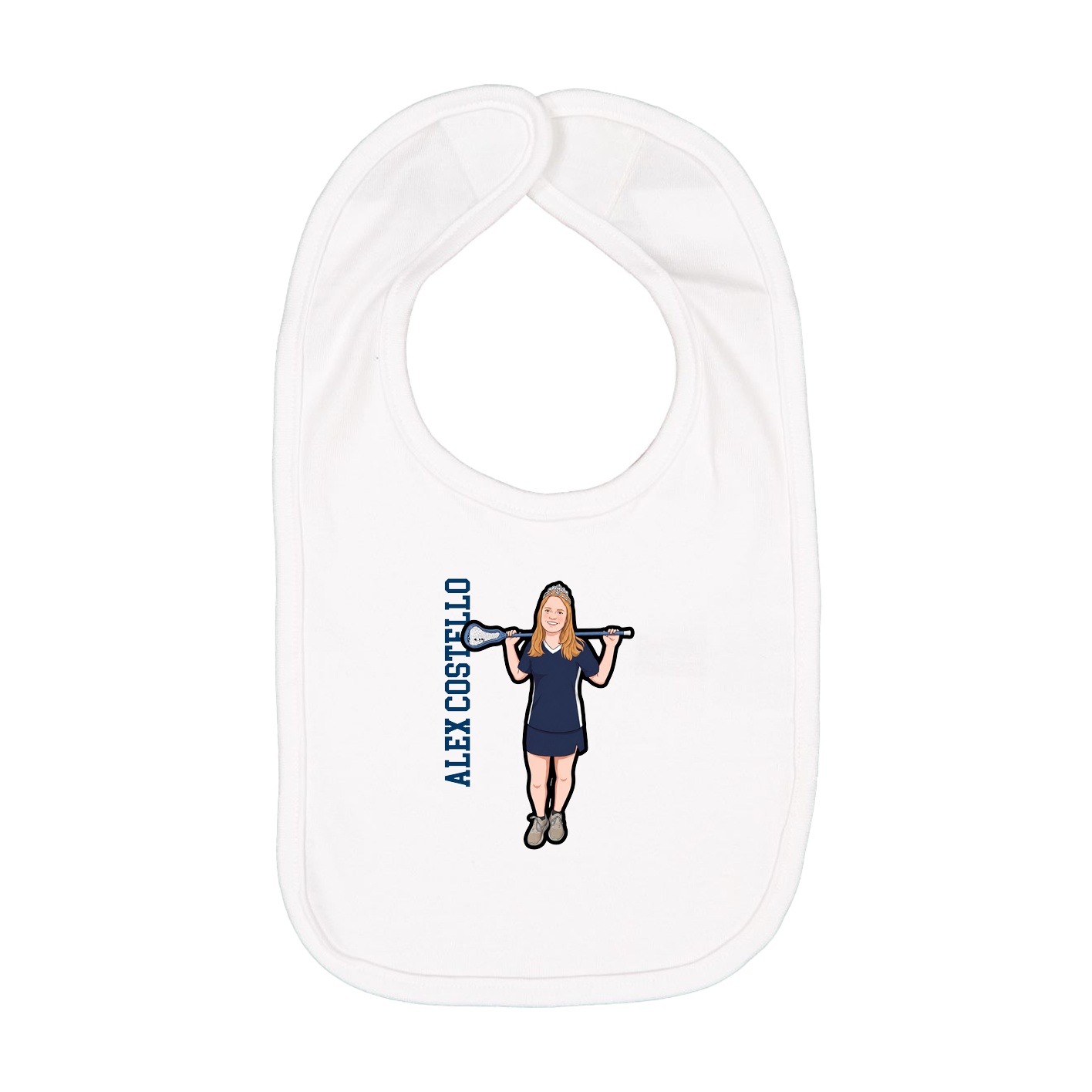 Infant Bib — Name Vertical in White