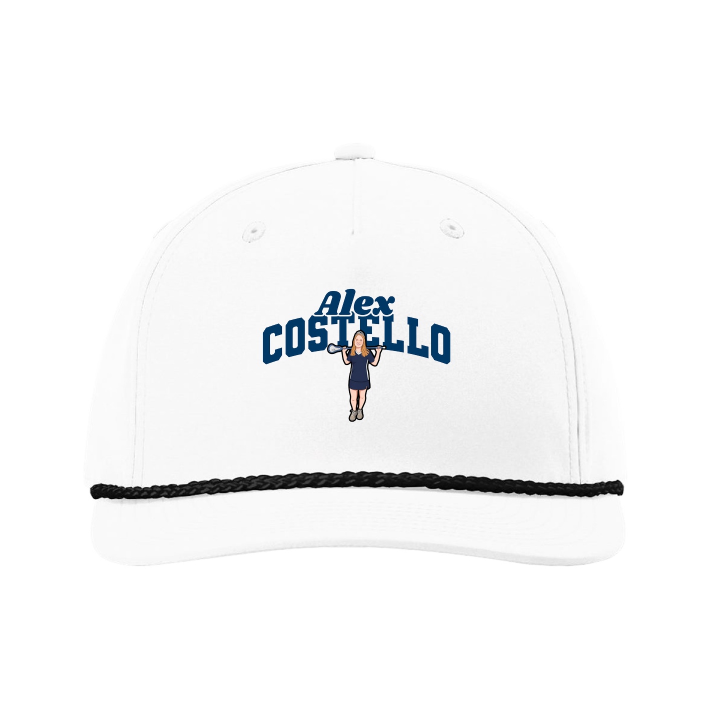Five-Panel Classic Rope Cap — Signature Arch in White