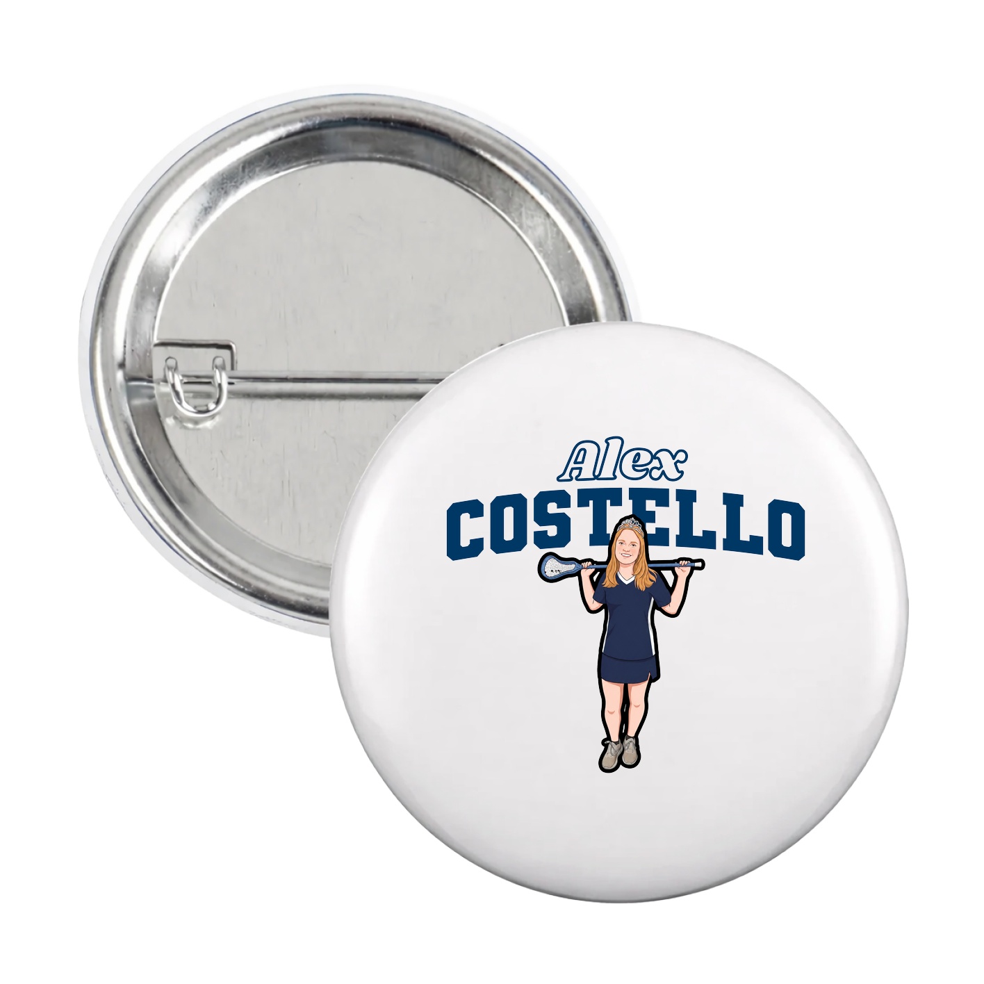 Game Day Button — Name Arch in White