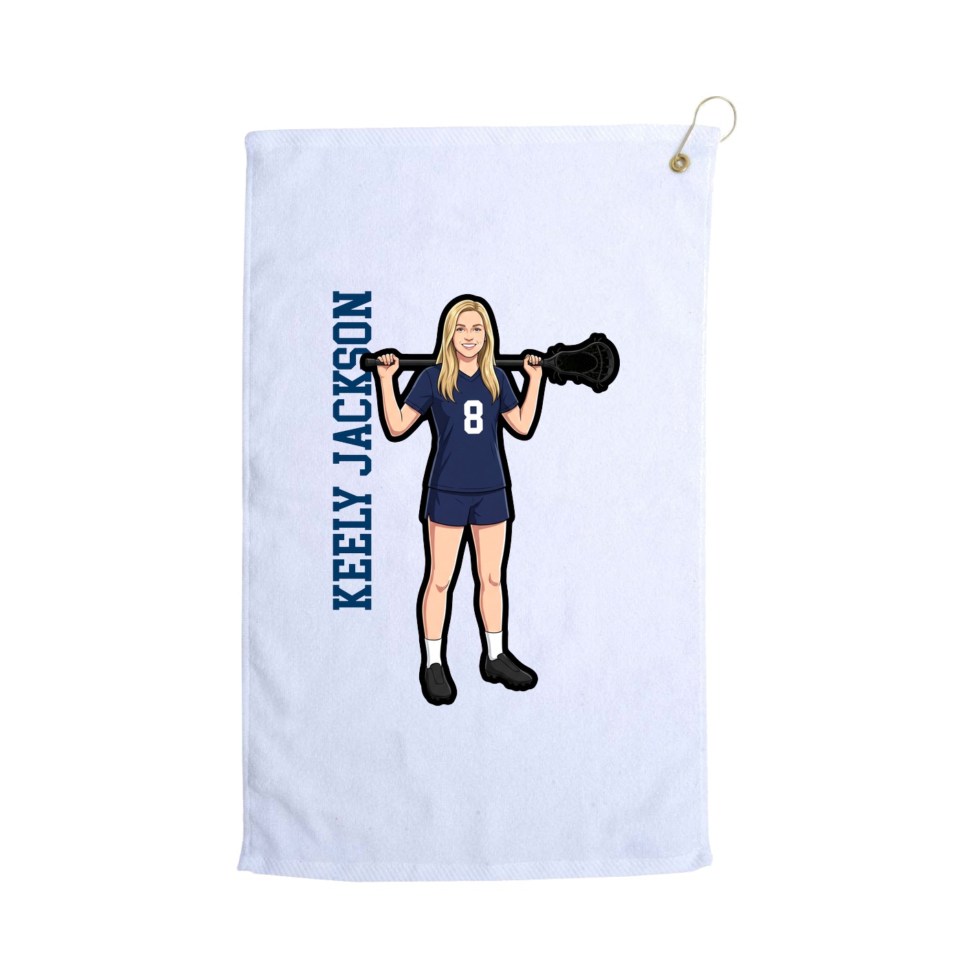 Golf Towel — Name Vertical in White