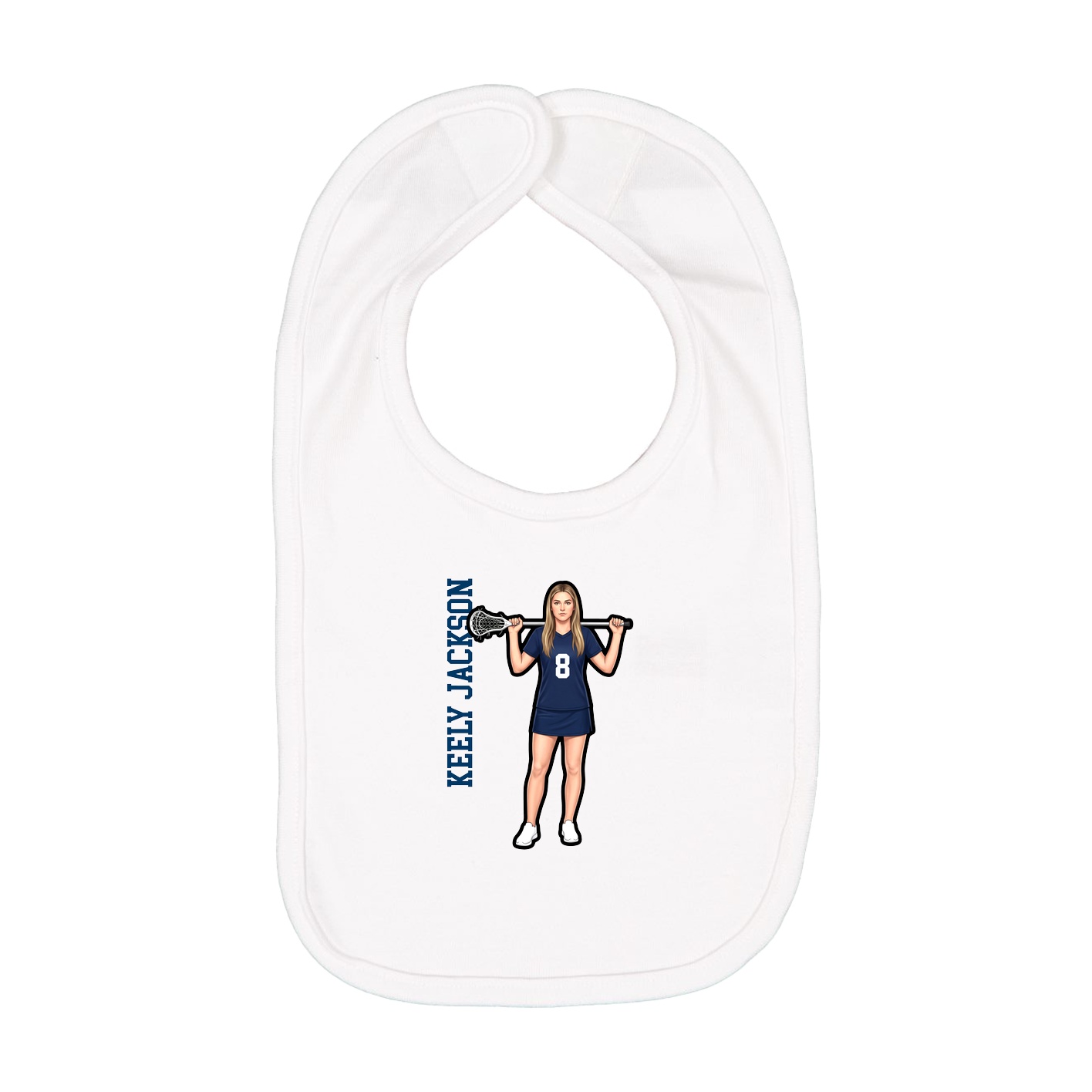 Infant Bib — Name Vertical in White
