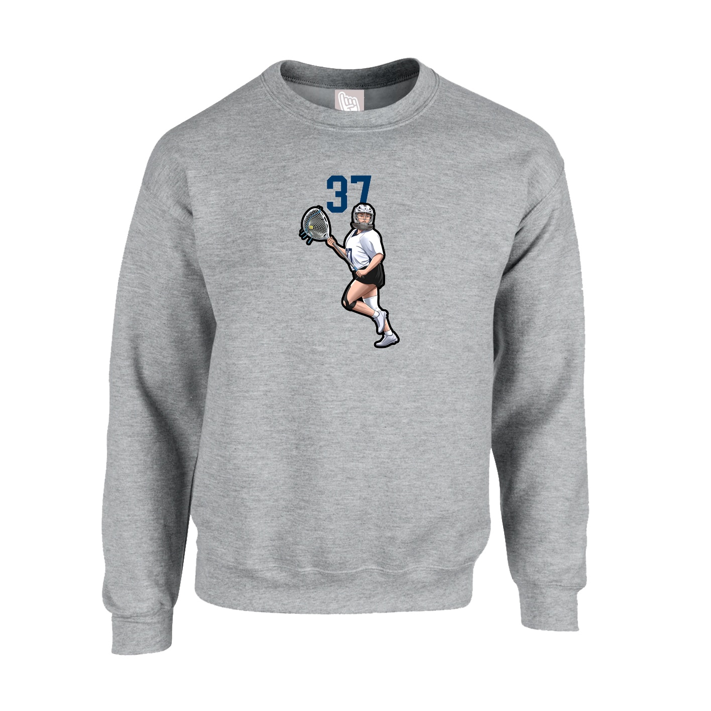 Fleece Crew — Number Top in Grey