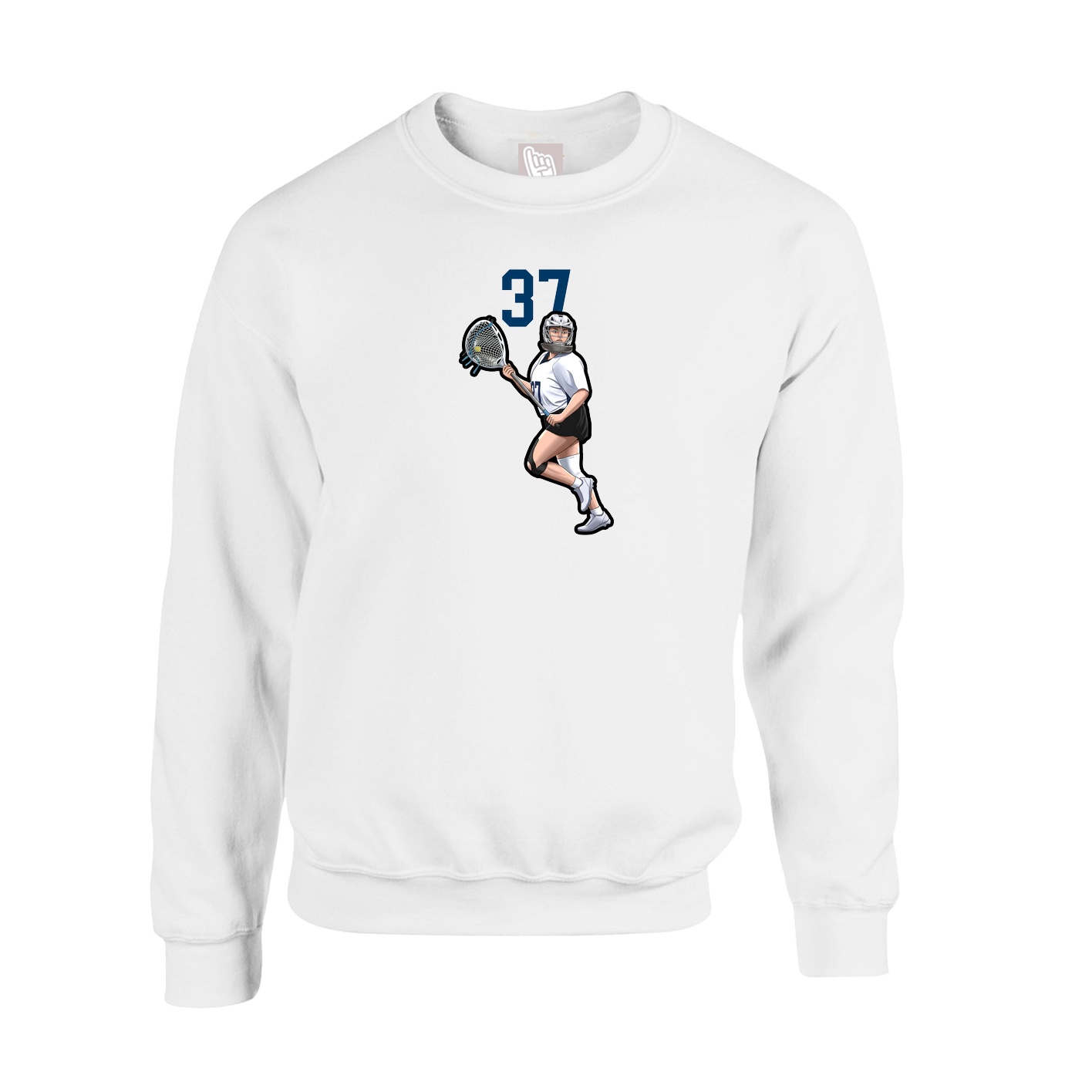 Fleece Crew — Number Top in White