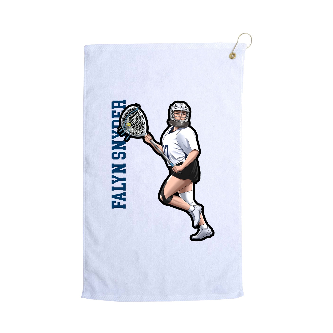 Golf Towel — Name Vertical in White