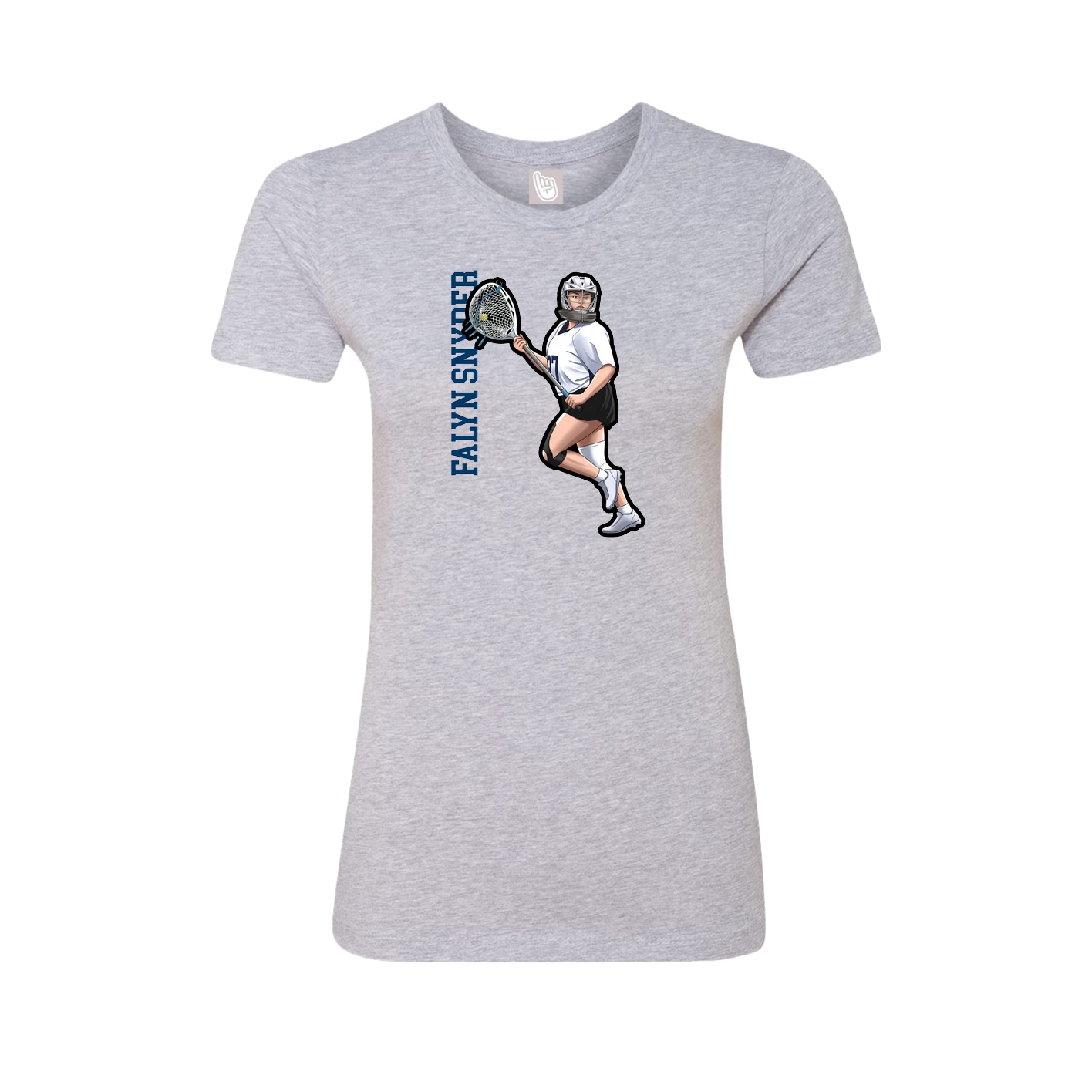 Fitted Women's Tee — Name Vertical in Grey