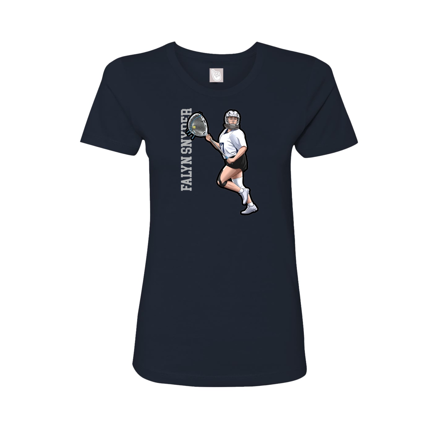 Womens Tee — Name Vertical in Navy