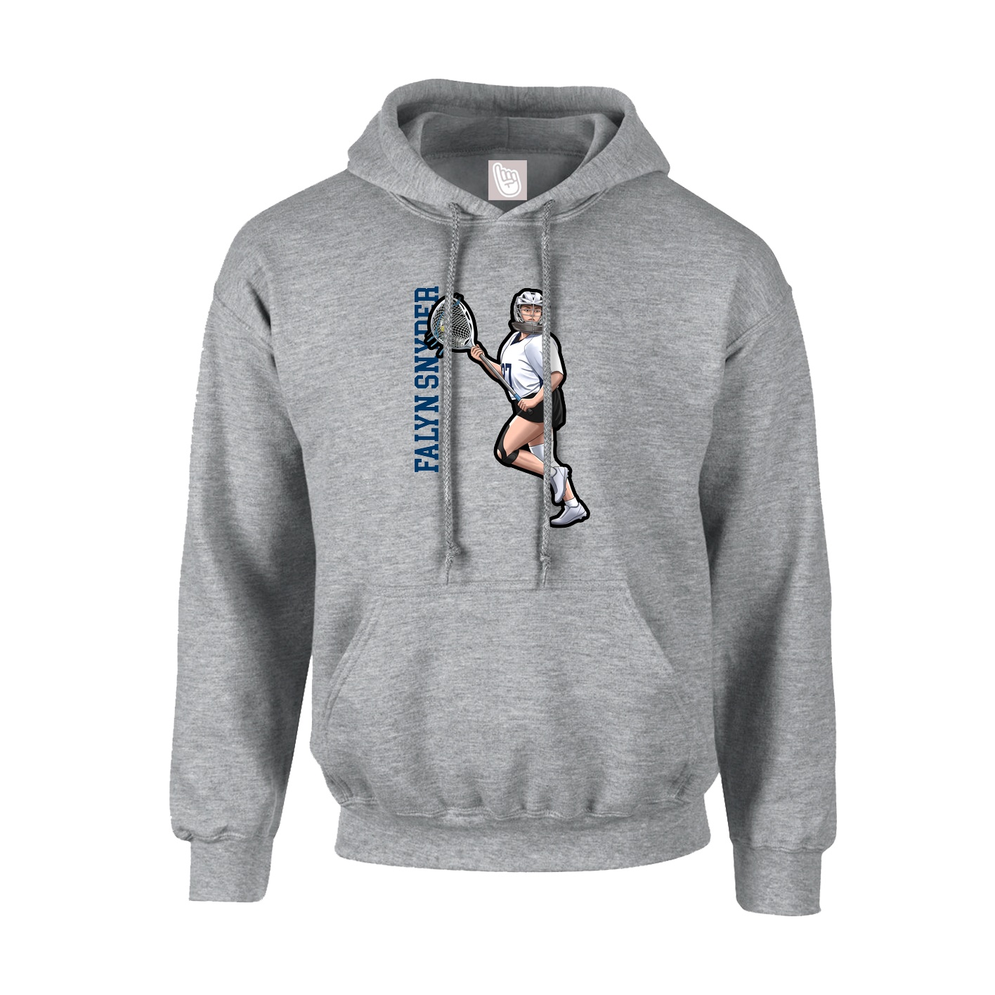 Hoodie — Name Vertical in Grey