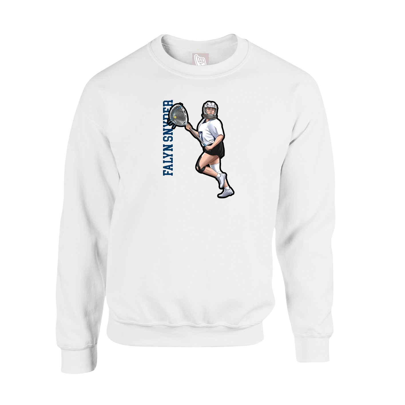 Fleece Crew — Name Vertical in White