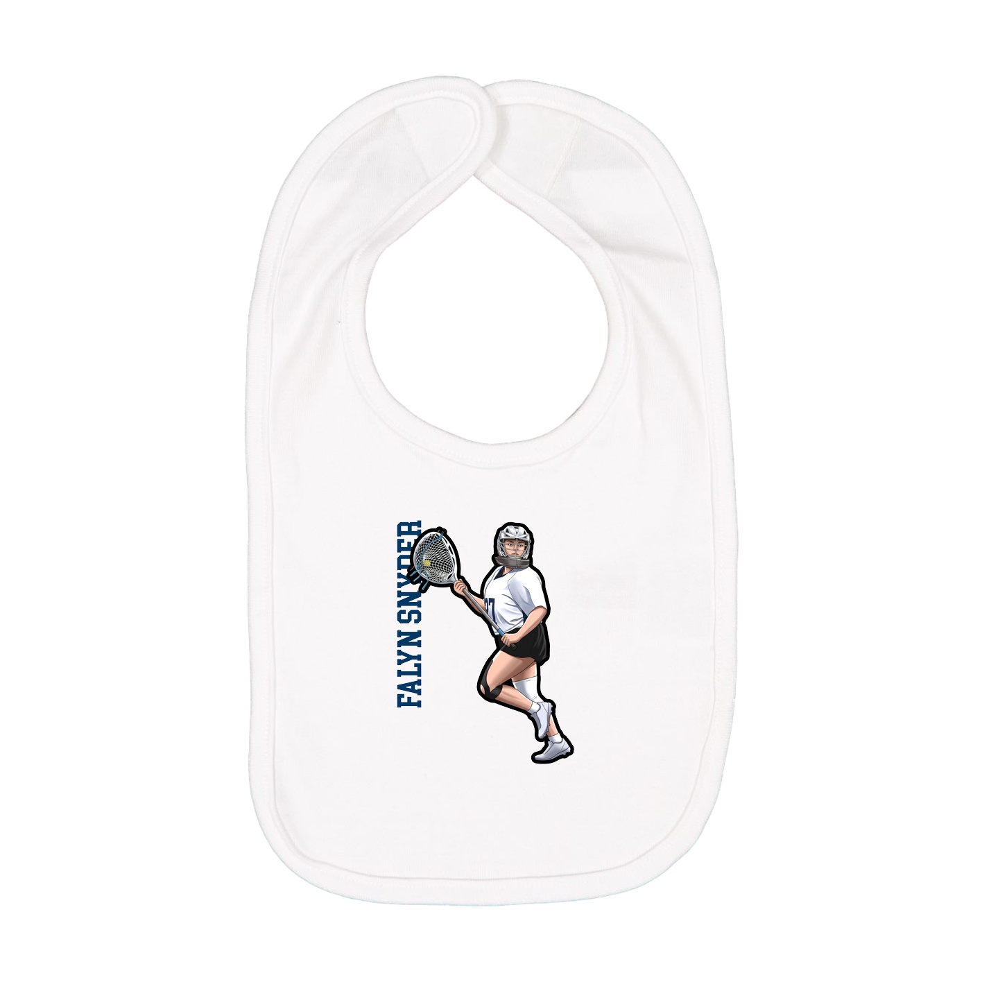 Infant Bib — Name Vertical in White