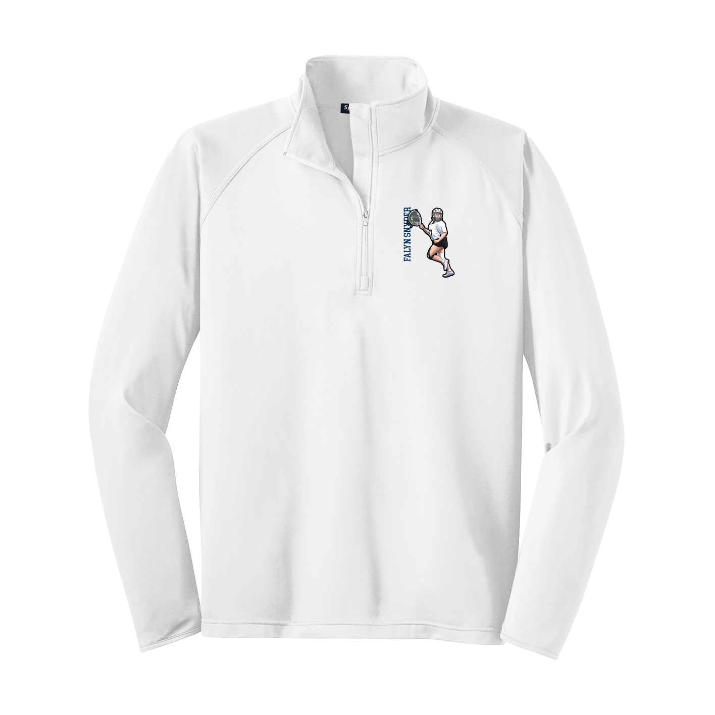 Q-Zip Pullover — Name Vertical in White