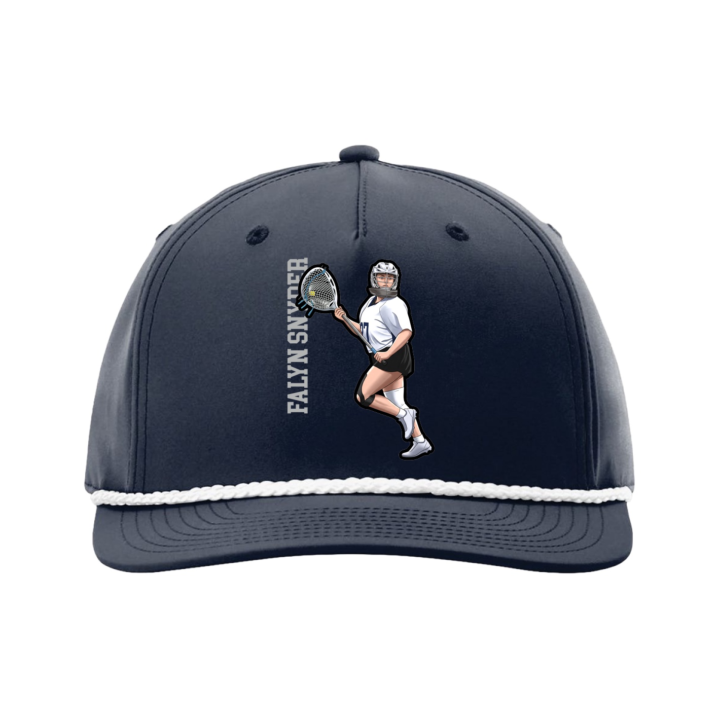 Five-Panel Classic Rope Cap — Name Vertical in Navy
