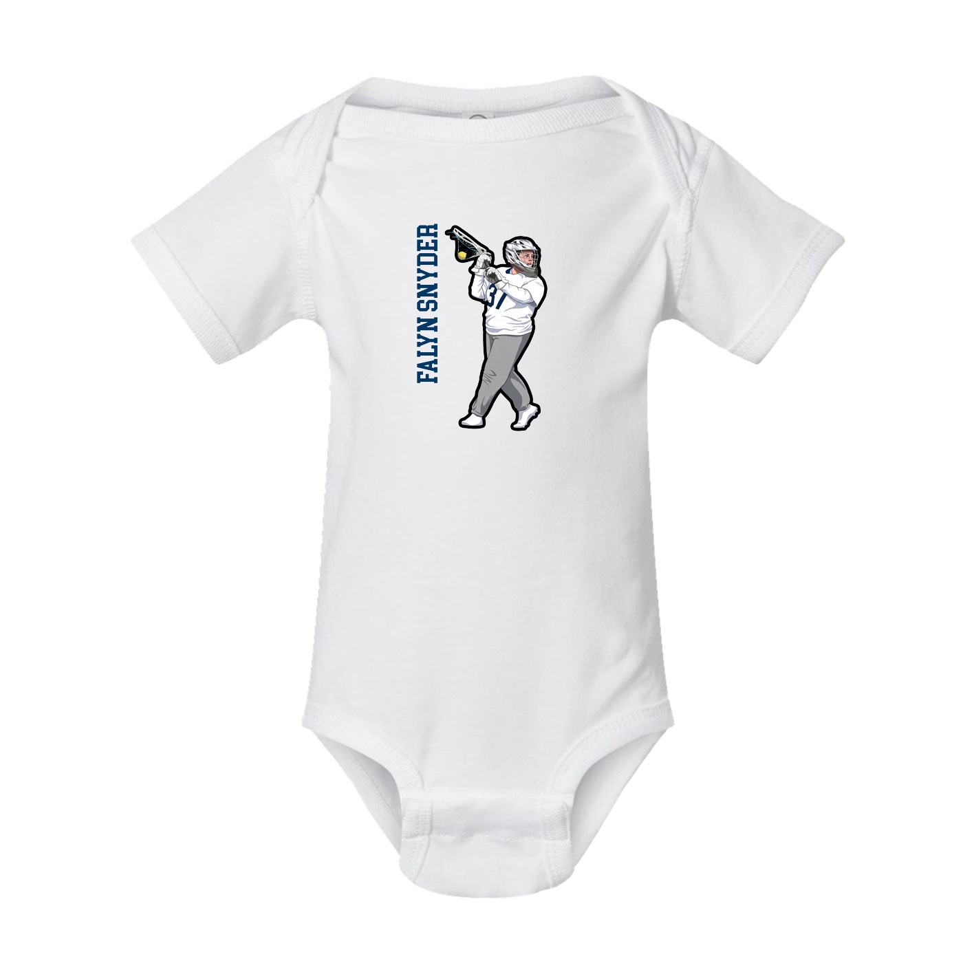 Baby Onesie — Name Vertical in White