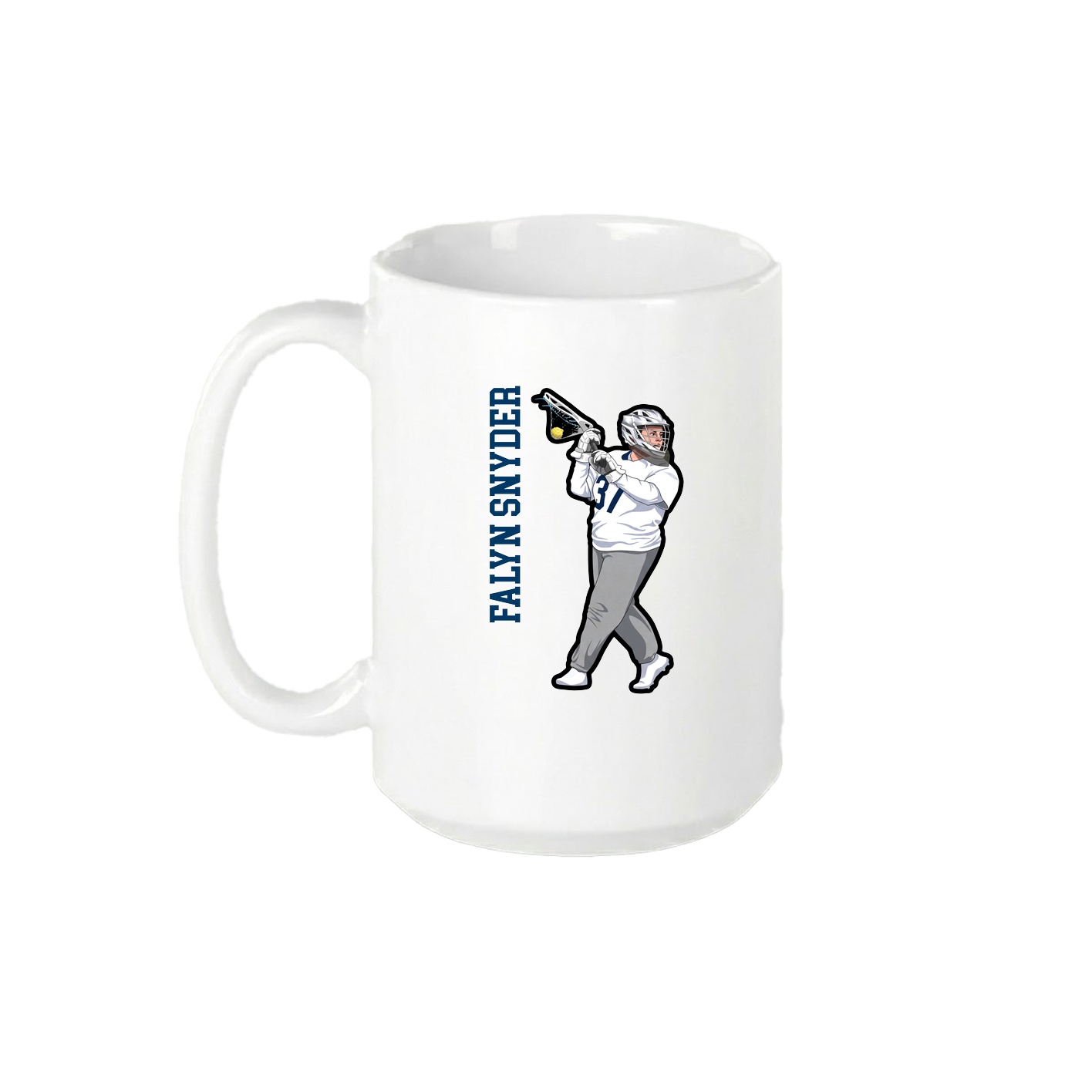 15oz Coffee Mug — Name Vertical in White