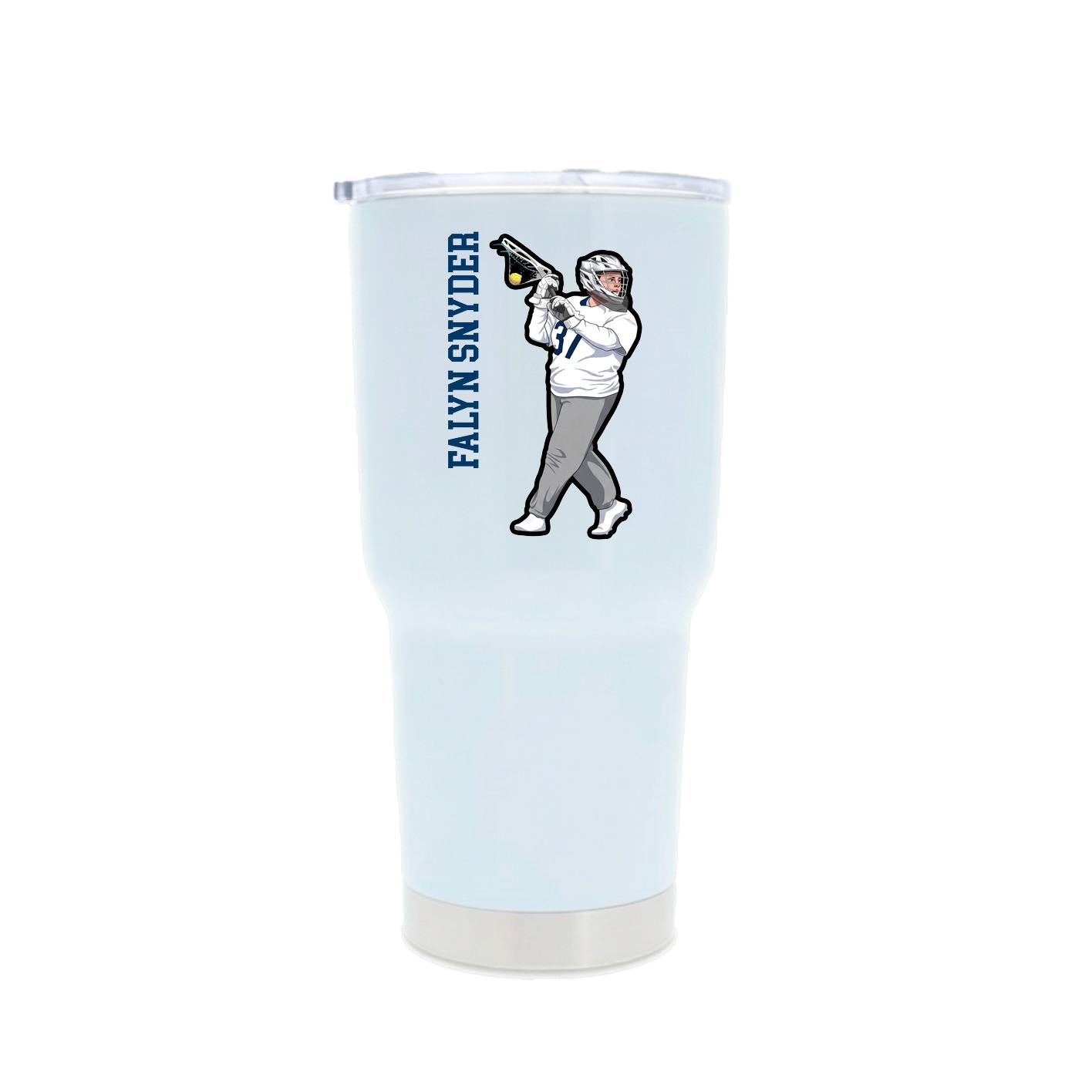 30oz Stainless Steel Tumbler — Name Vertical in White