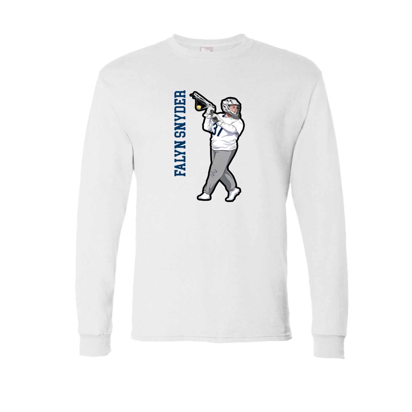 Long Sleeve Tee — Name Vertical in White