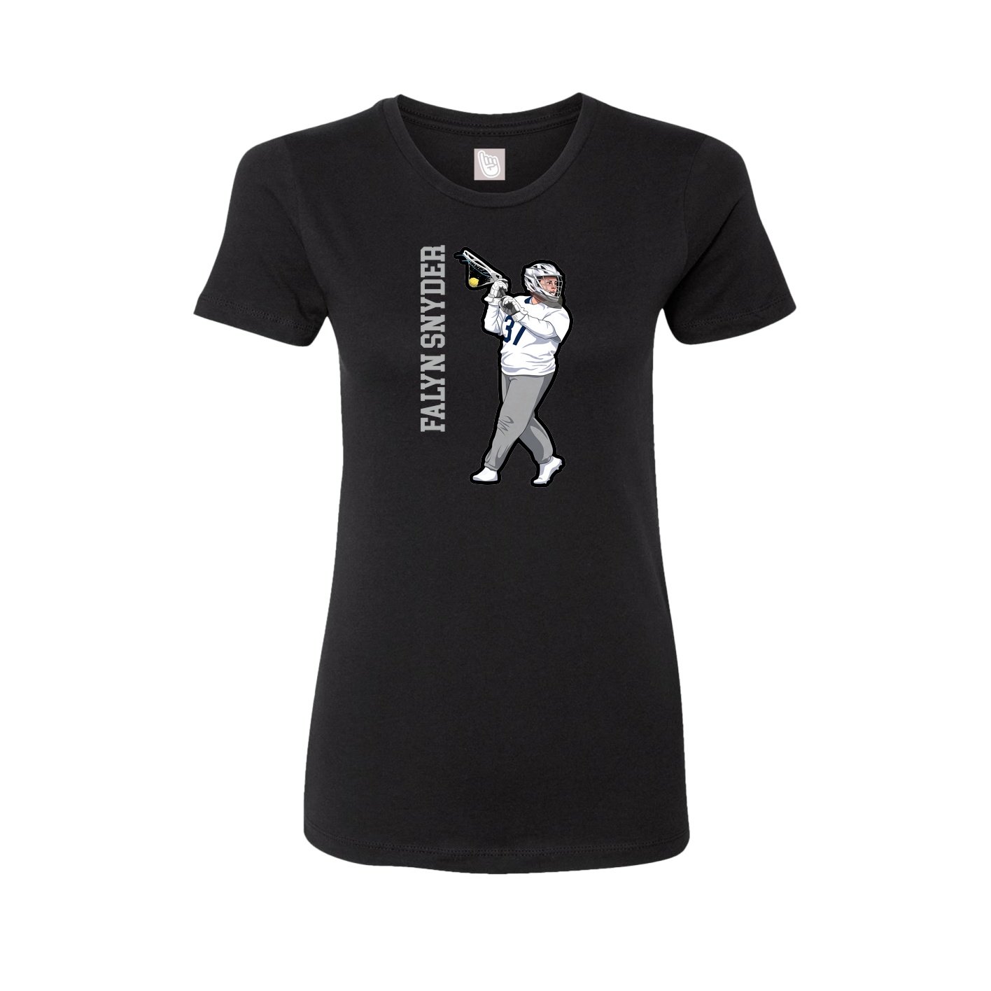 Fitted Women's Tee — Name Vertical in Black