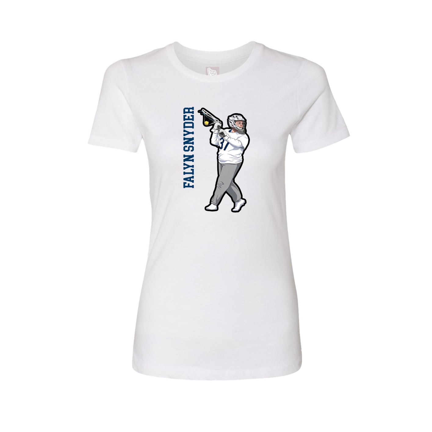 Womens Tee — Name Vertical in White