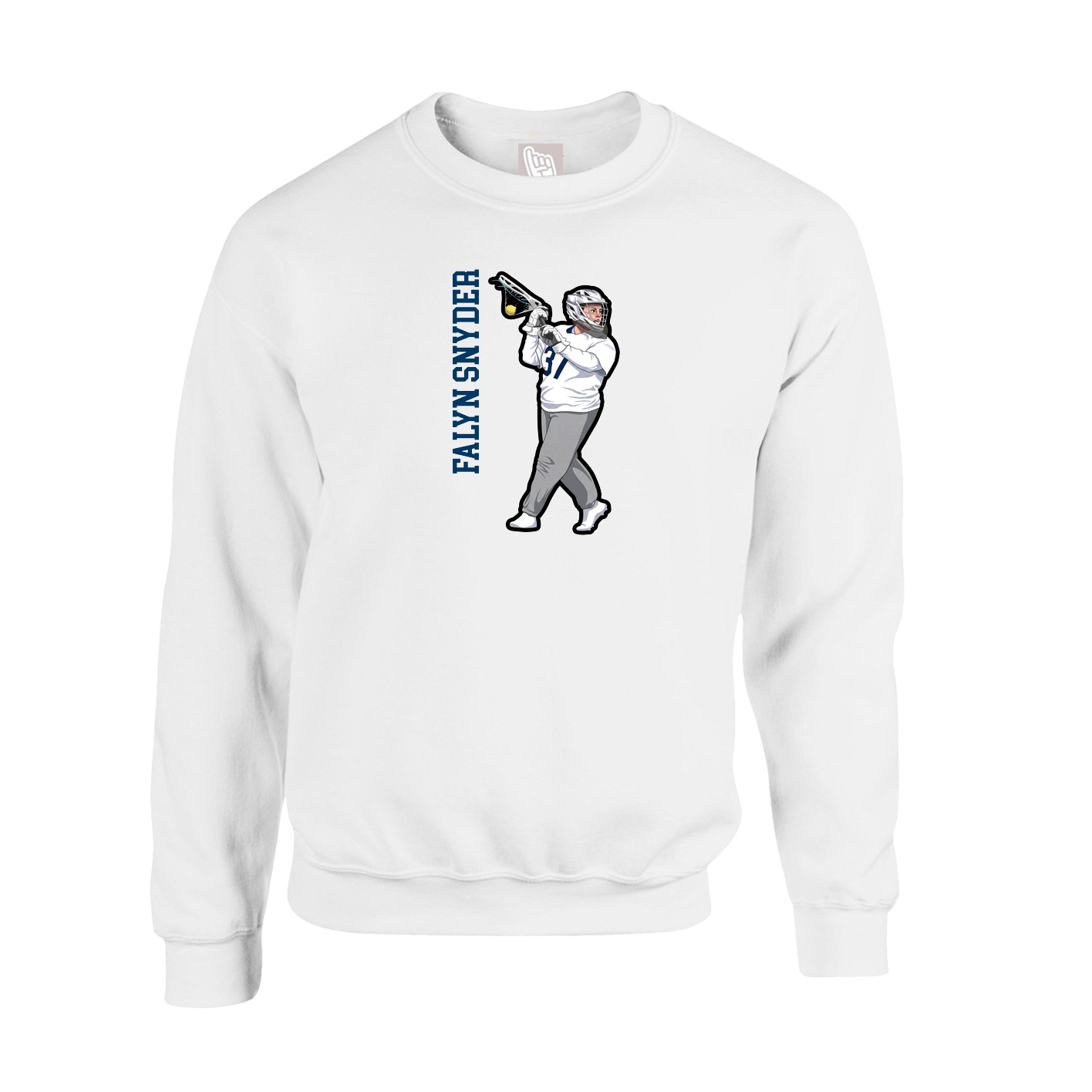 Fleece Crew — Name Vertical in White
