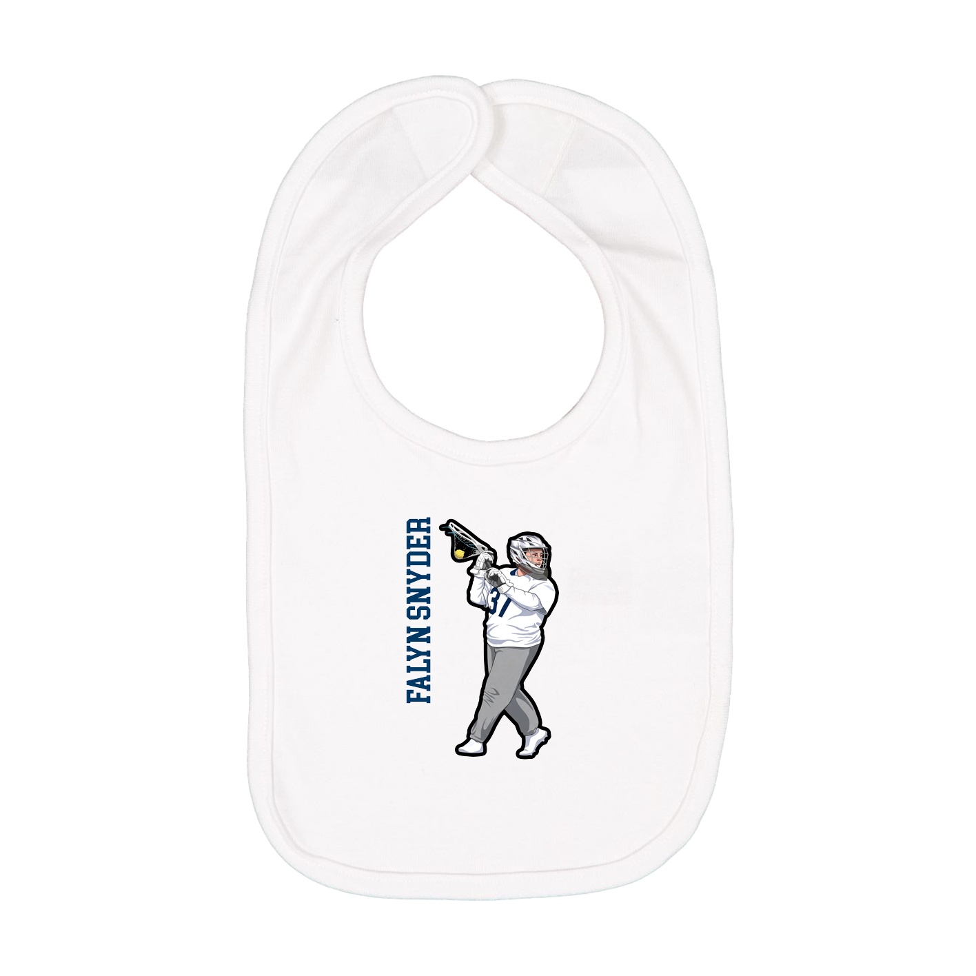Infant Bib — Name Vertical in White