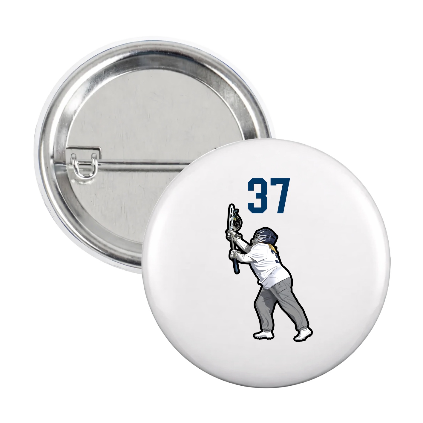 Game Day Button — Number Top in White