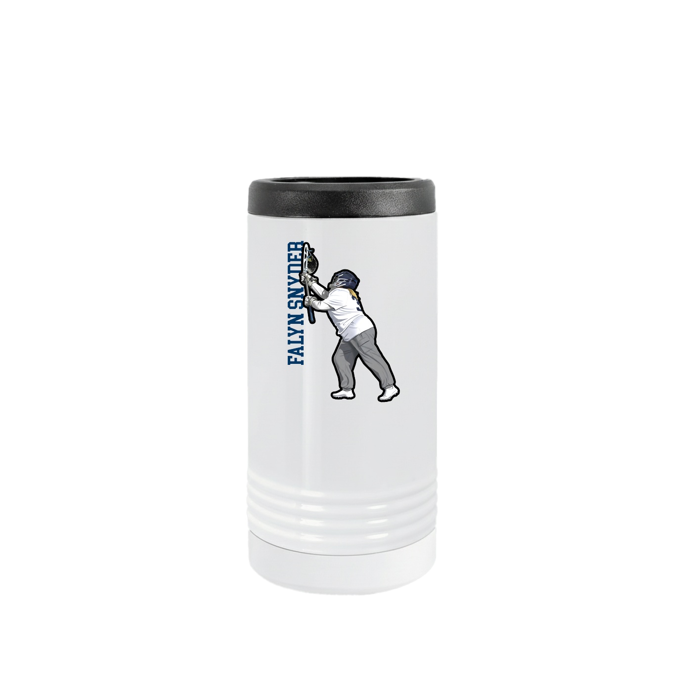 Slim Beverage Holder — Name Vertical in White