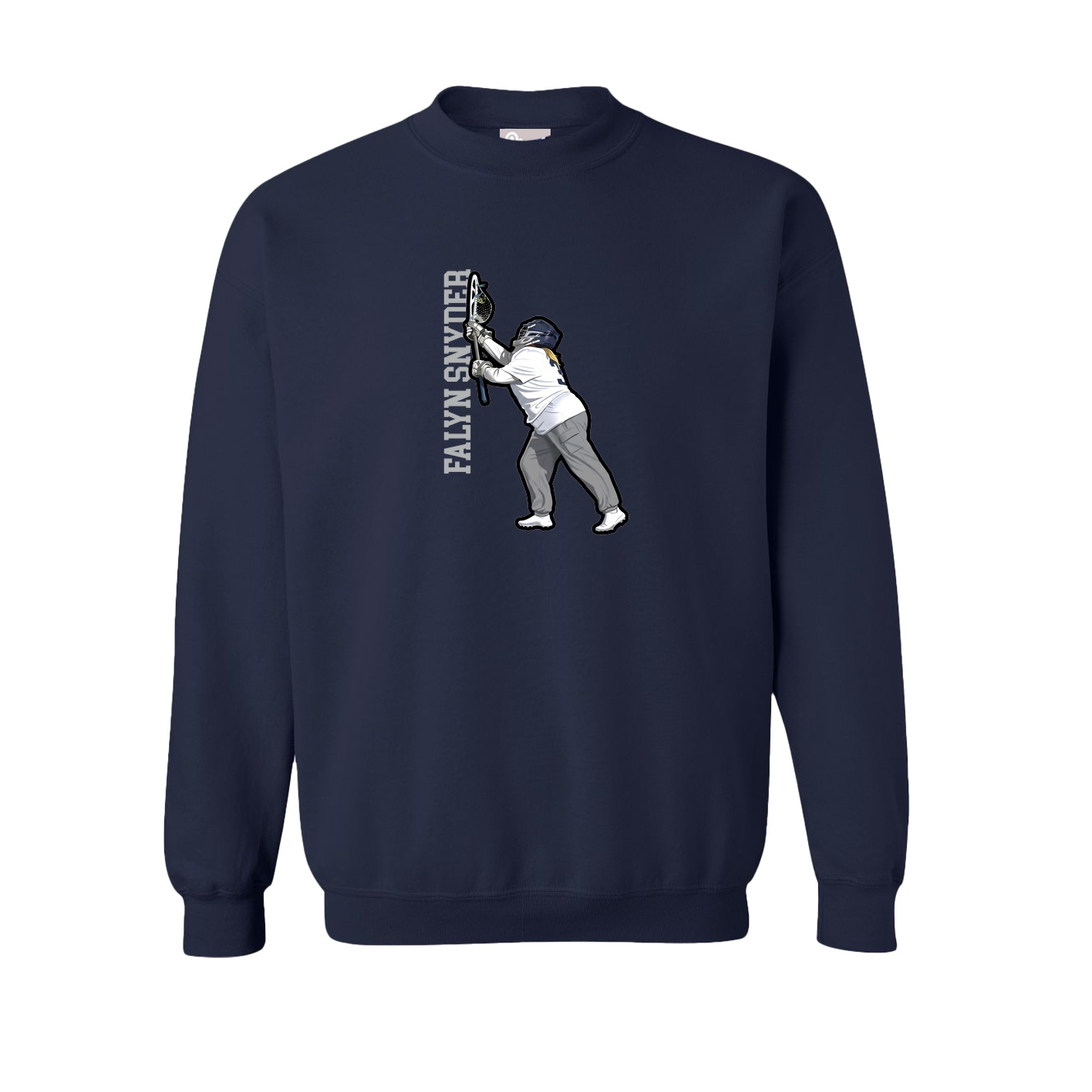 Fleece Crew — Name Vertical in Navy