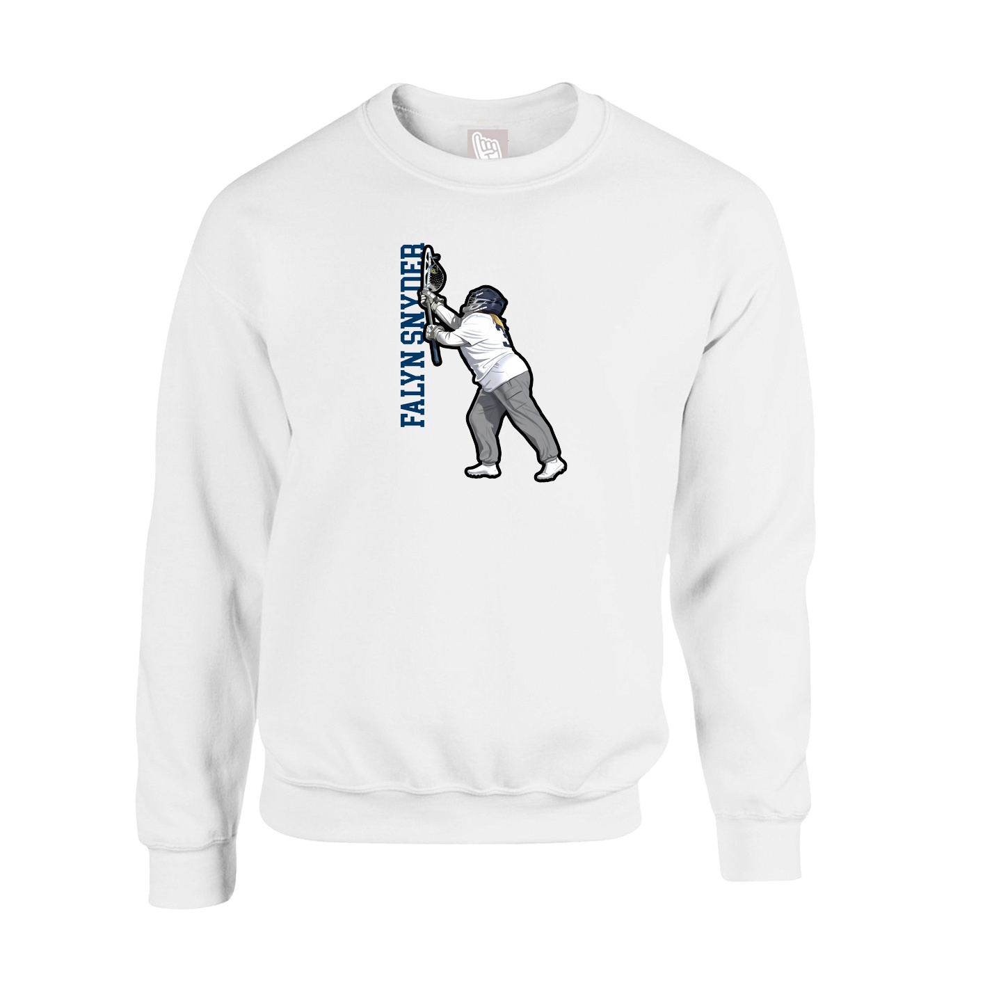 Fleece Crew — Name Vertical in White
