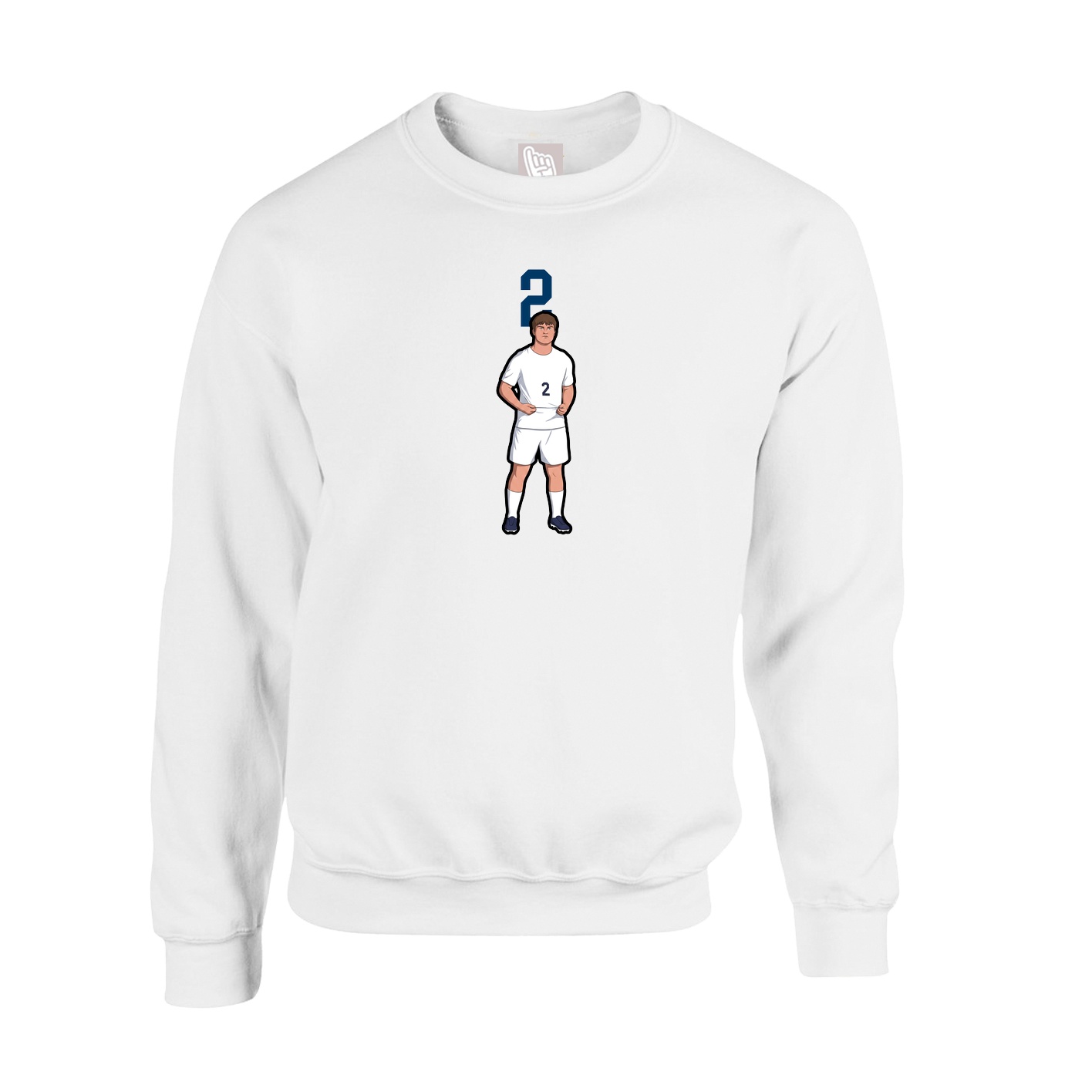 Fleece Crew — Number Top in White