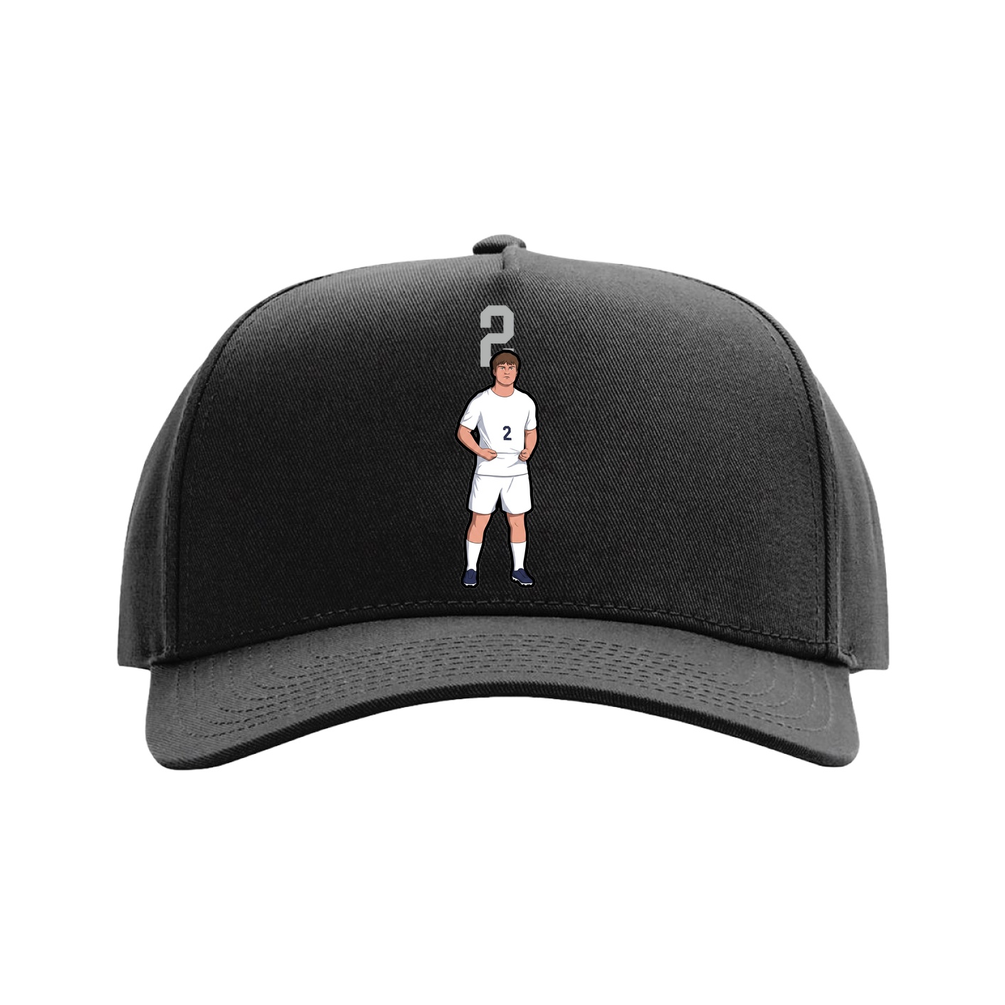 Full Fabric Five-Panel Champ Cap — Number Top in Black