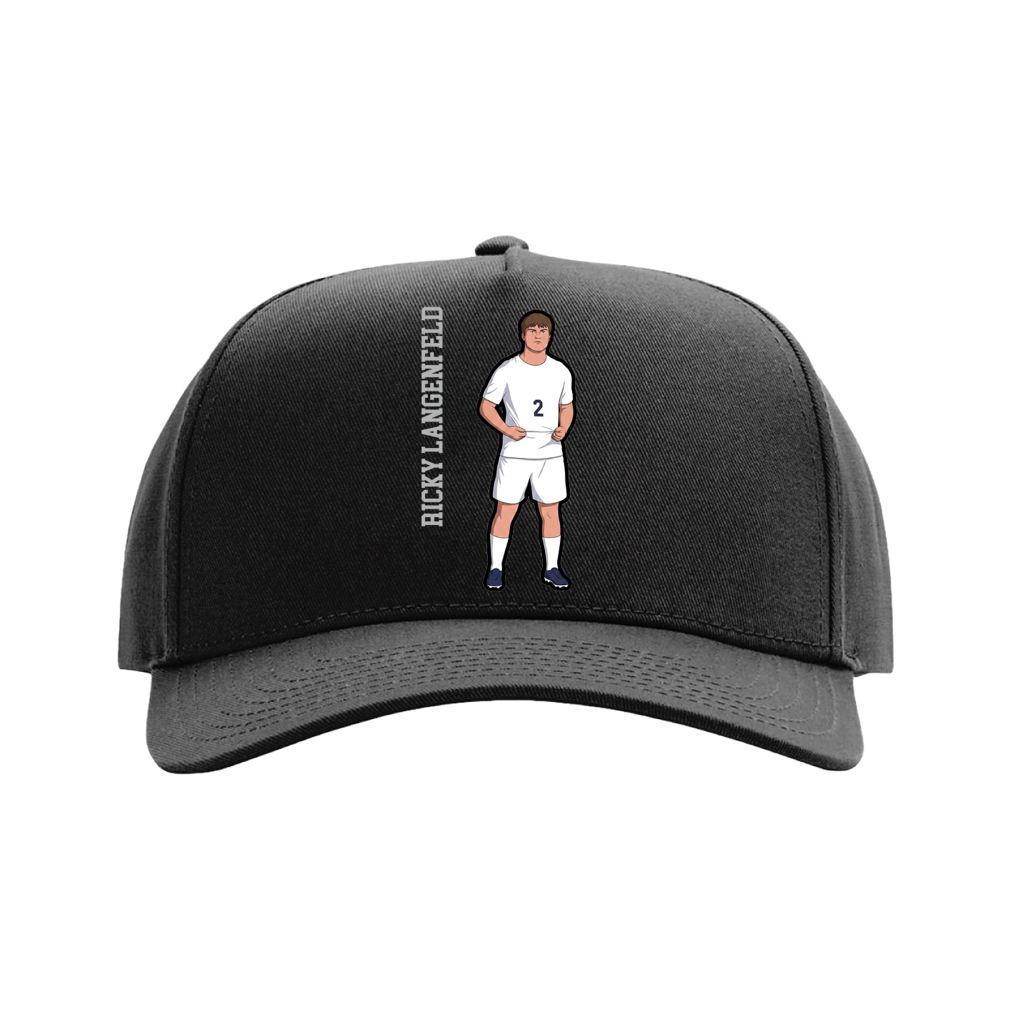 Full Fabric Five-Panel Champ Cap — Name Vertical in Black