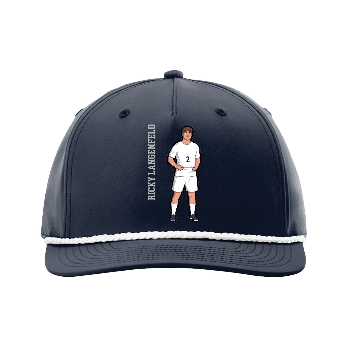 Five-Panel Classic Rope Cap — Name Vertical in Navy
