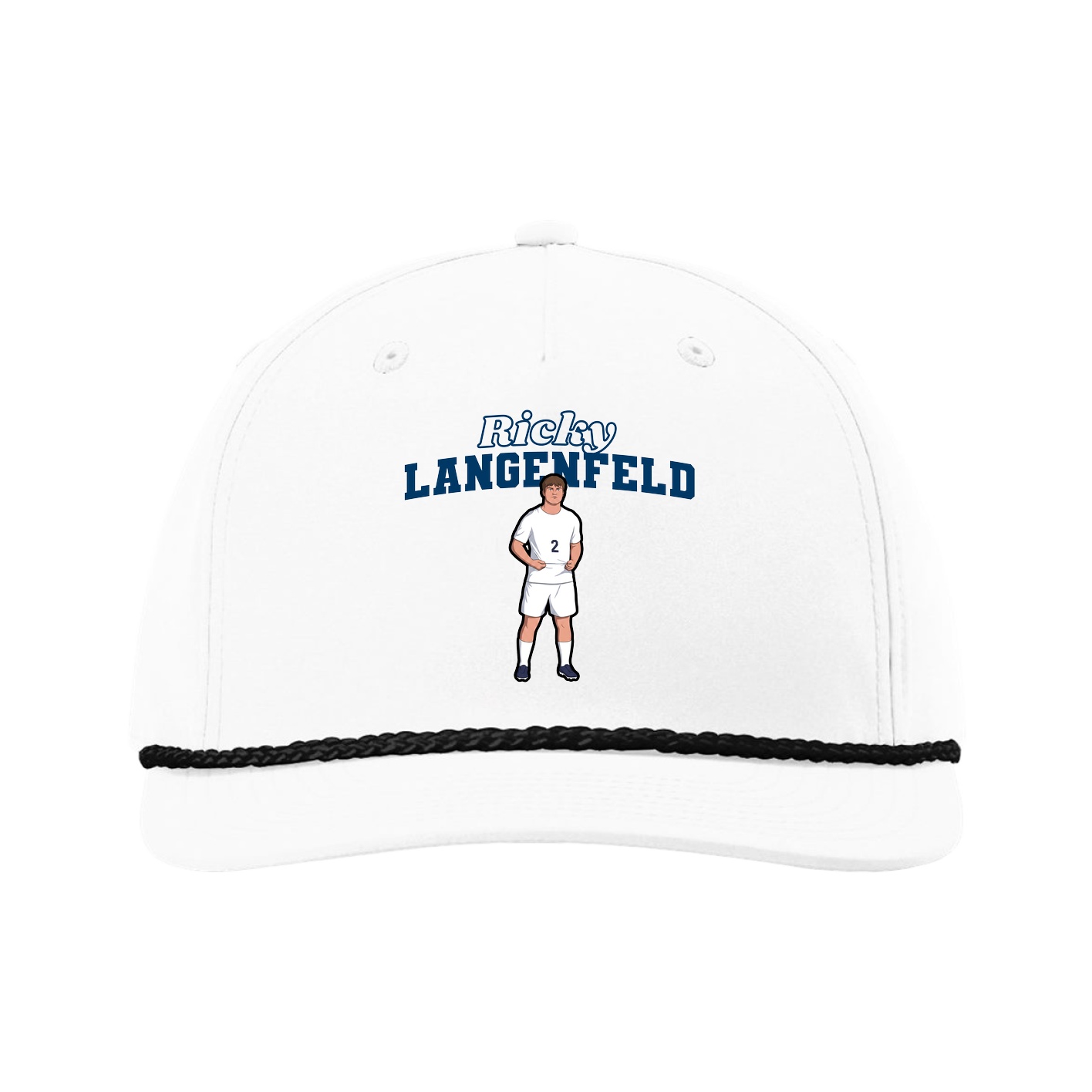 Five-Panel Classic Rope Cap — Name Arch in White