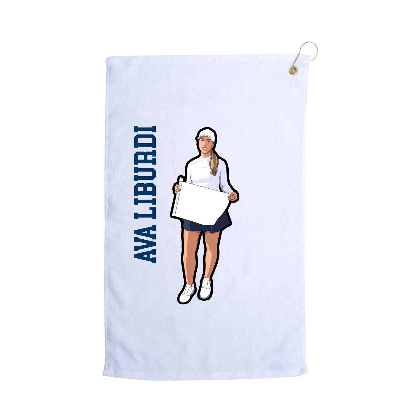Golf Towel — Name Vertical in White
