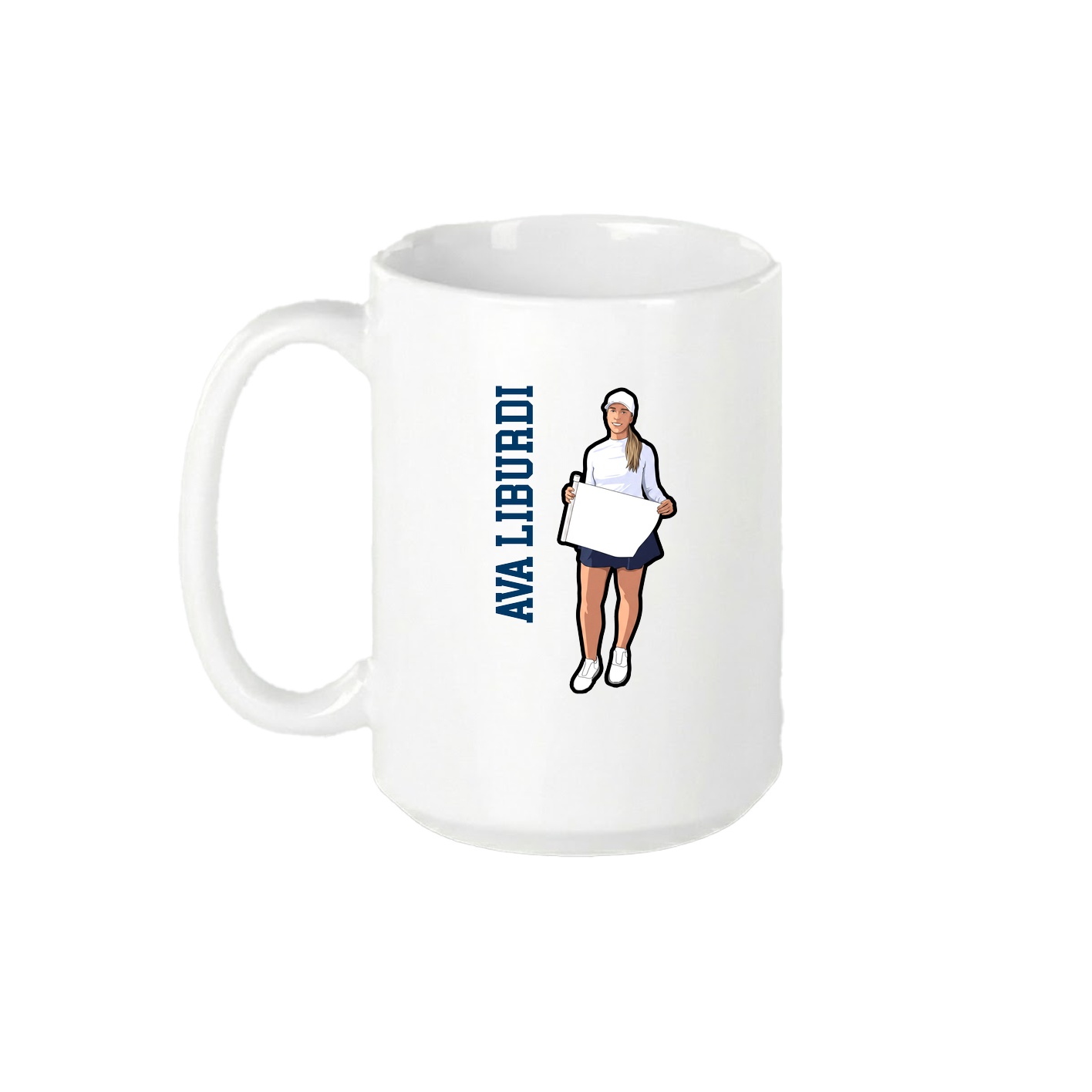 15oz Coffee Mug — Name Vertical in White