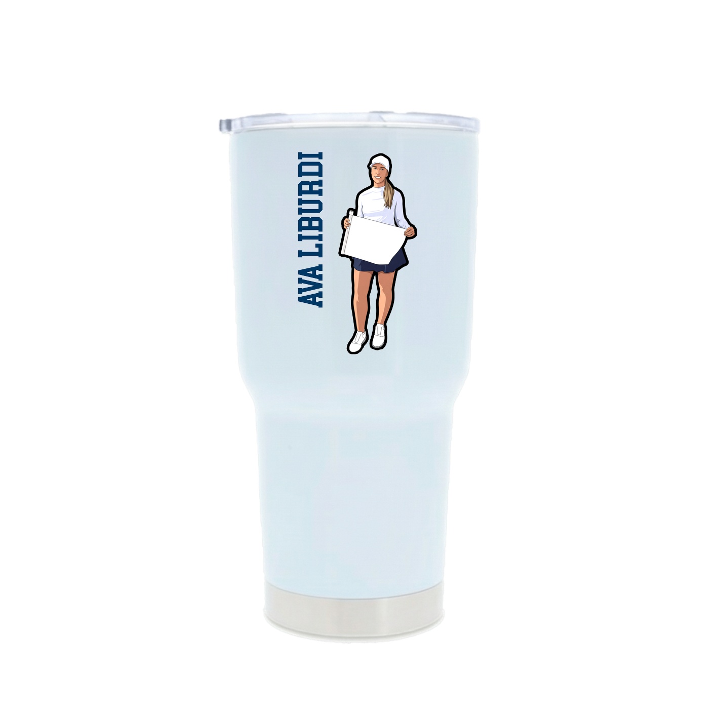 30oz Stainless Steel Tumbler — Name Vertical in White