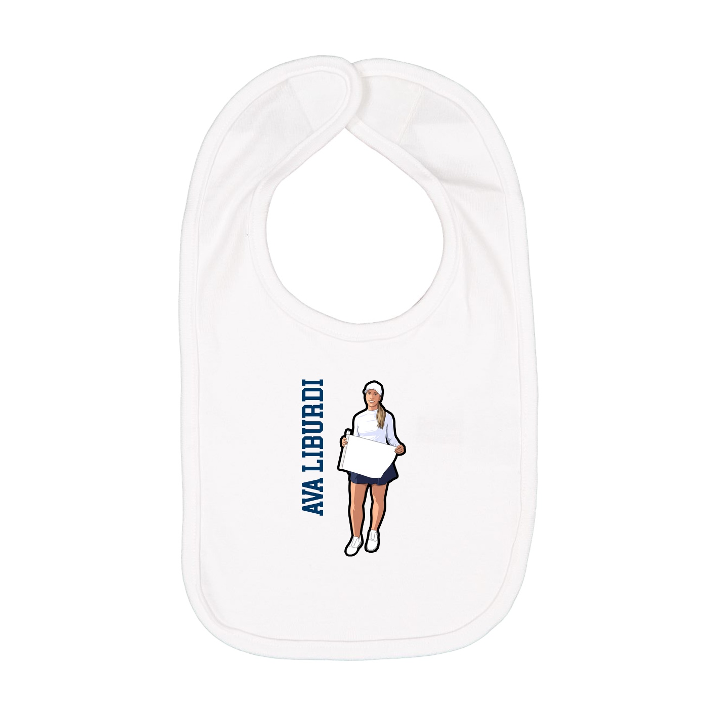 Infant Bib — Name Vertical in White