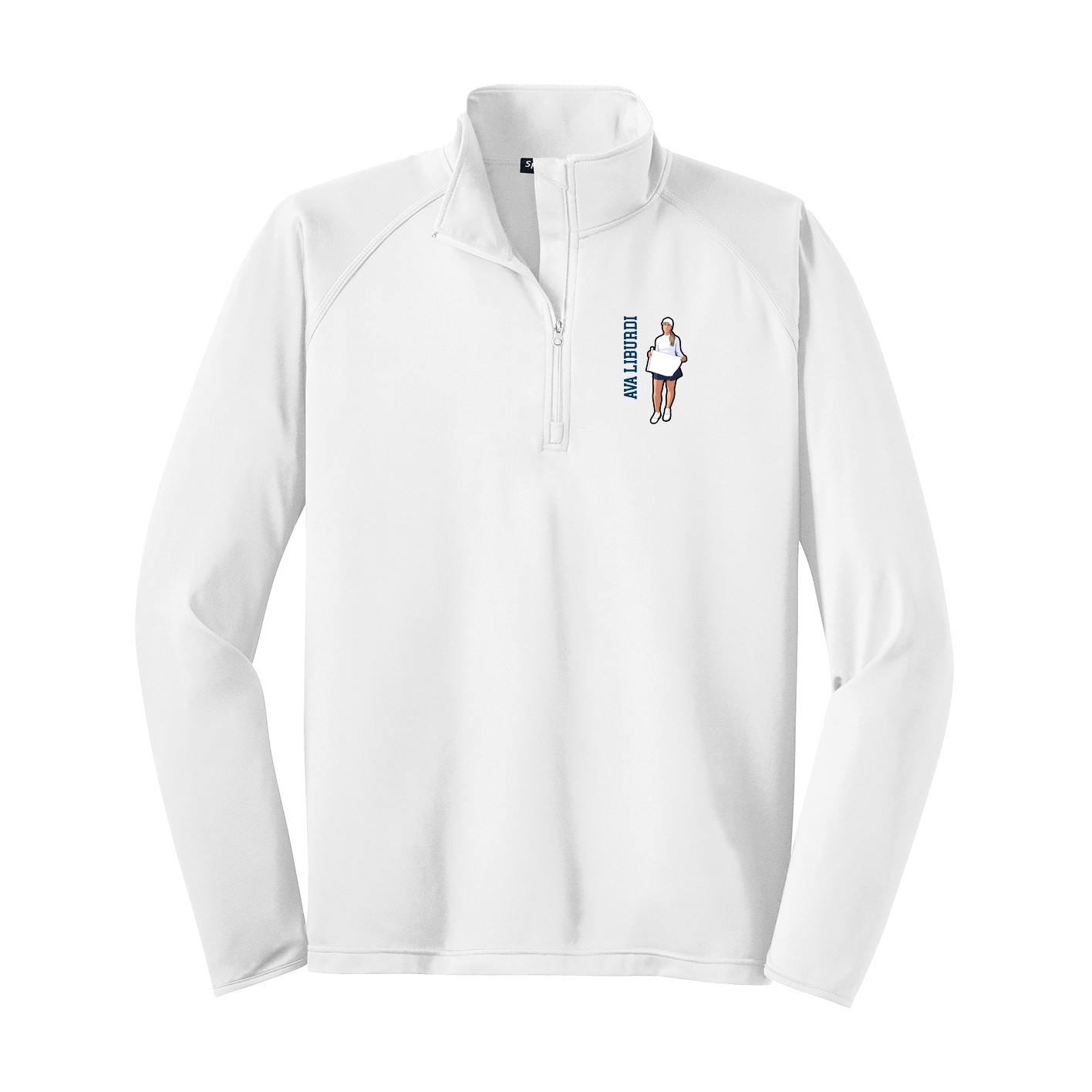 Q-Zip Pullover — Name Vertical in White