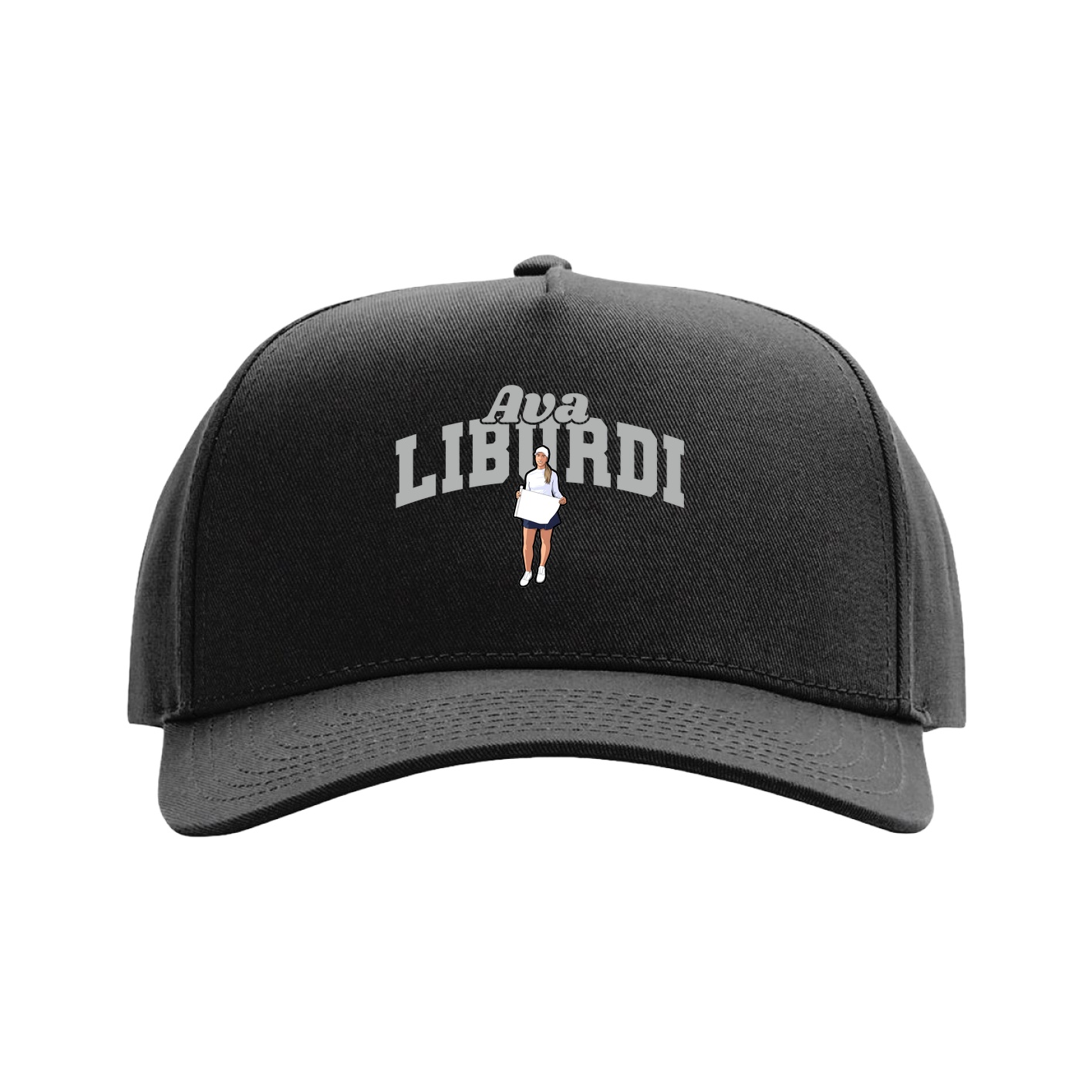 Full Fabric Five-Panel Champ Cap — Signature Arch in Black