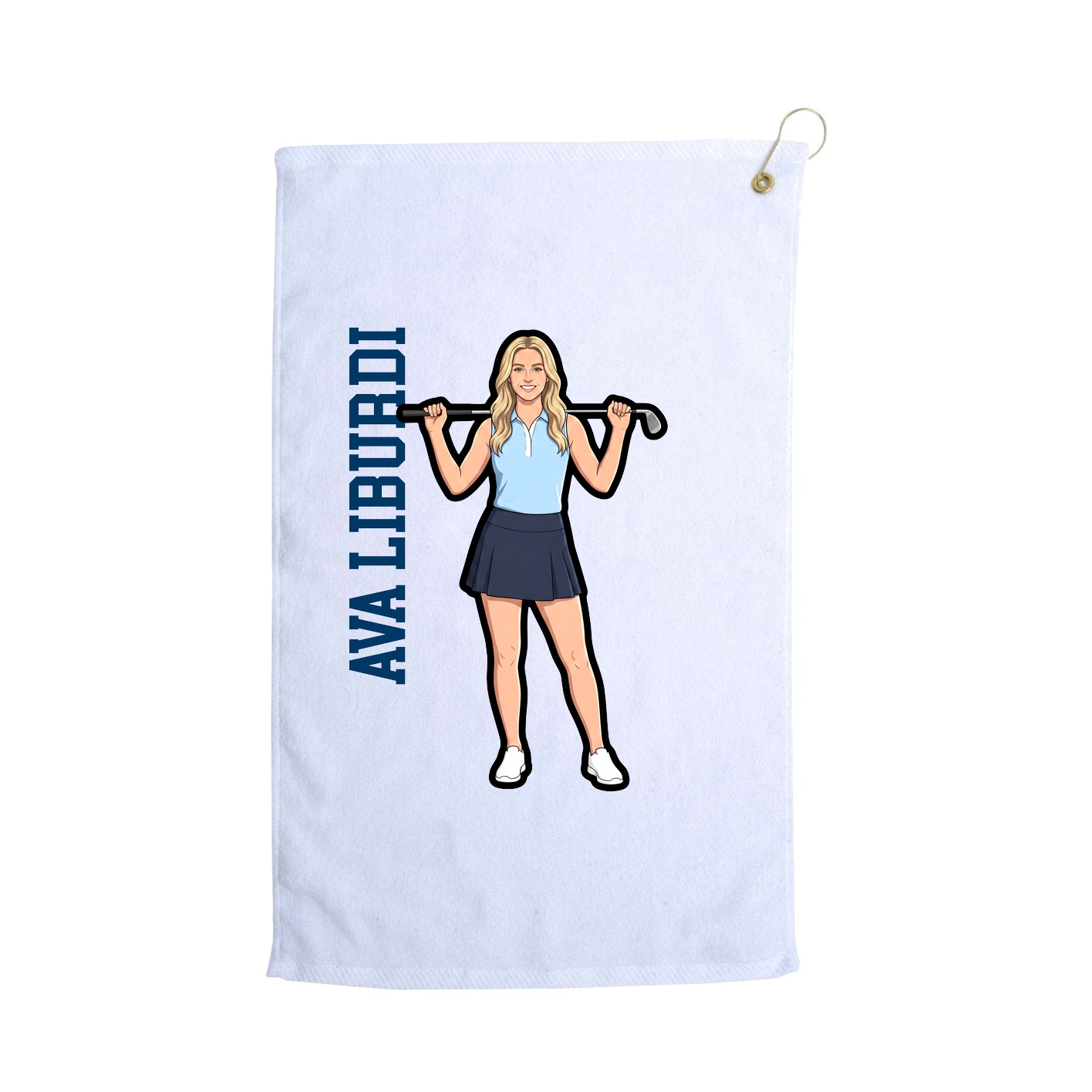 Golf Towel — Name Vertical in White