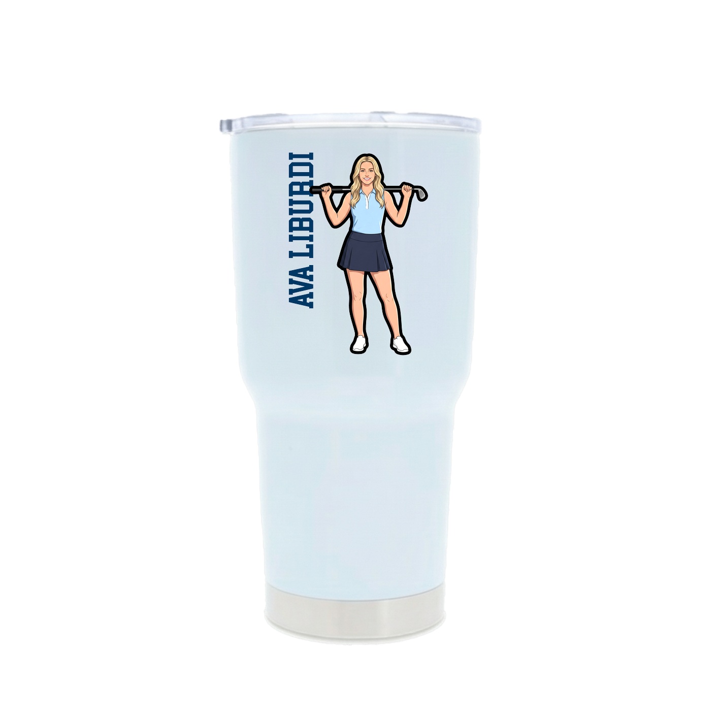 30oz Stainless Steel Tumbler — Name Vertical in White