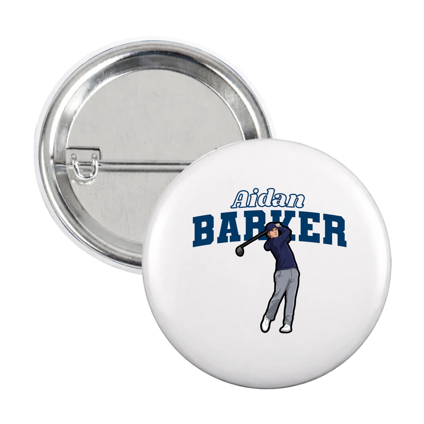 Game Day Button — Name Arch in White