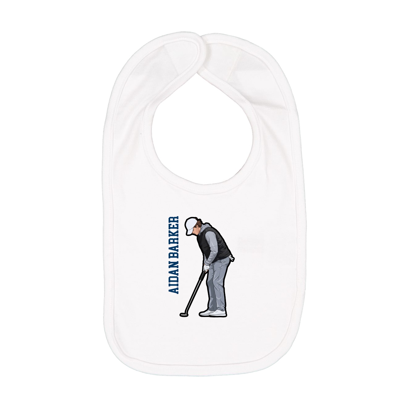 Infant Bib — Name Vertical in White