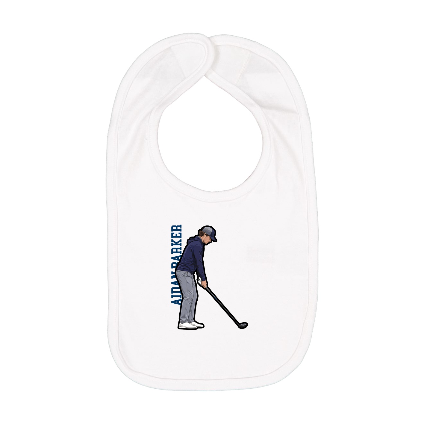 Infant Bib — Name Vertical in White