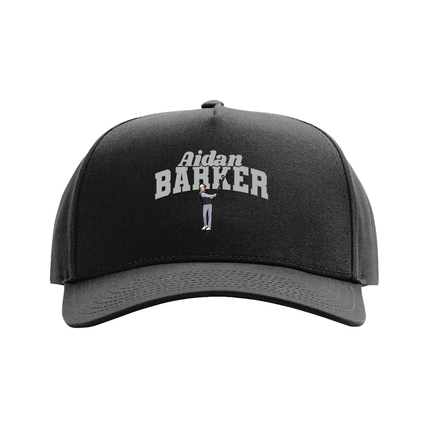 Full Fabric Five-Panel Champ Cap — Signature Arch in Black