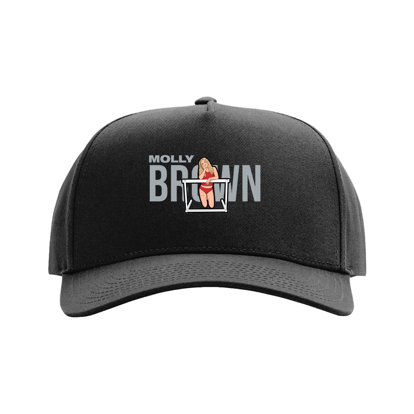 Full Fabric Five-Panel Champ Cap — Player Name in Black