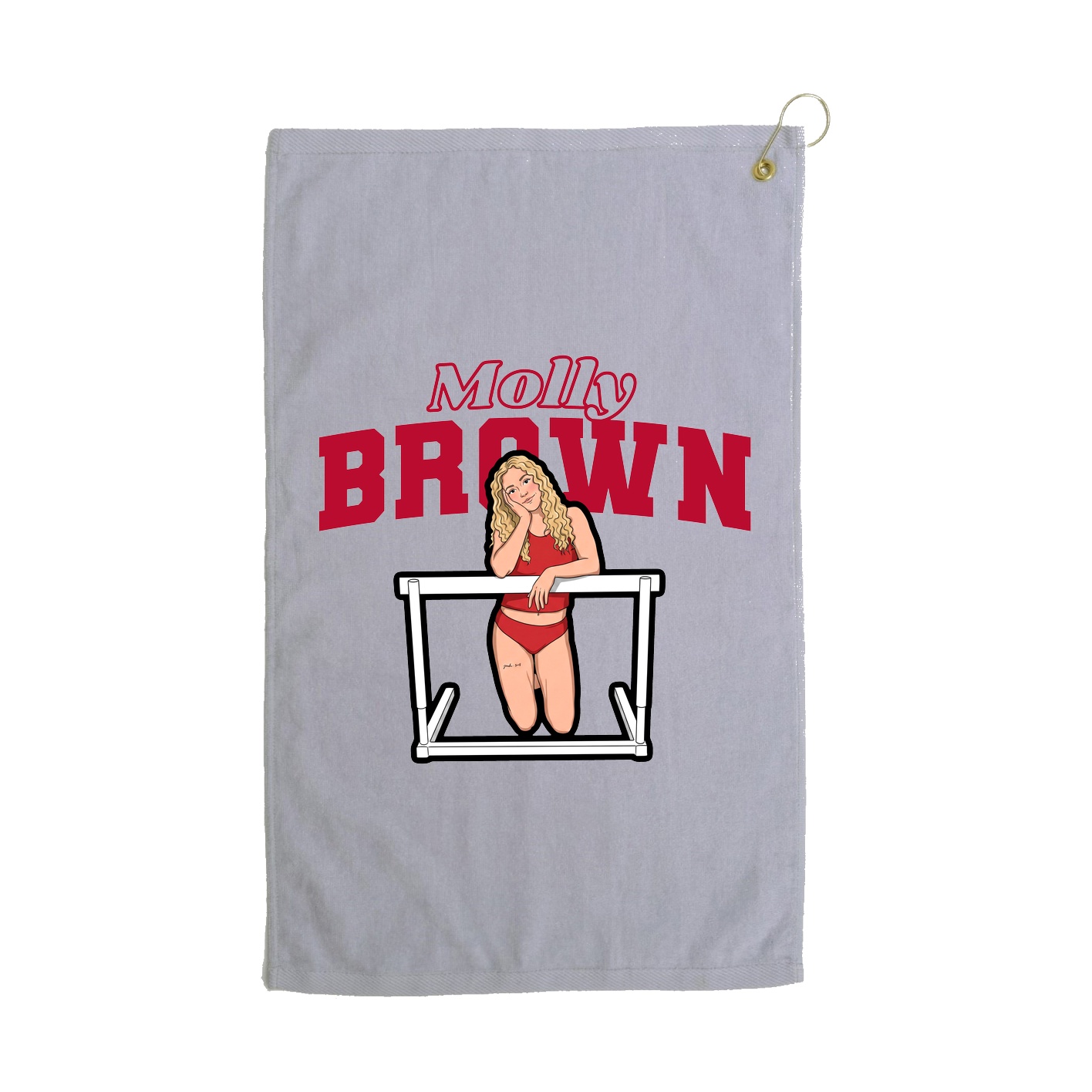 Golf Towel — Name Arch in Grey