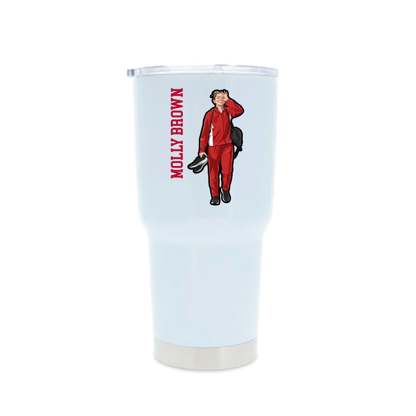 30oz Stainless Steel Tumbler — Name Vertical in White