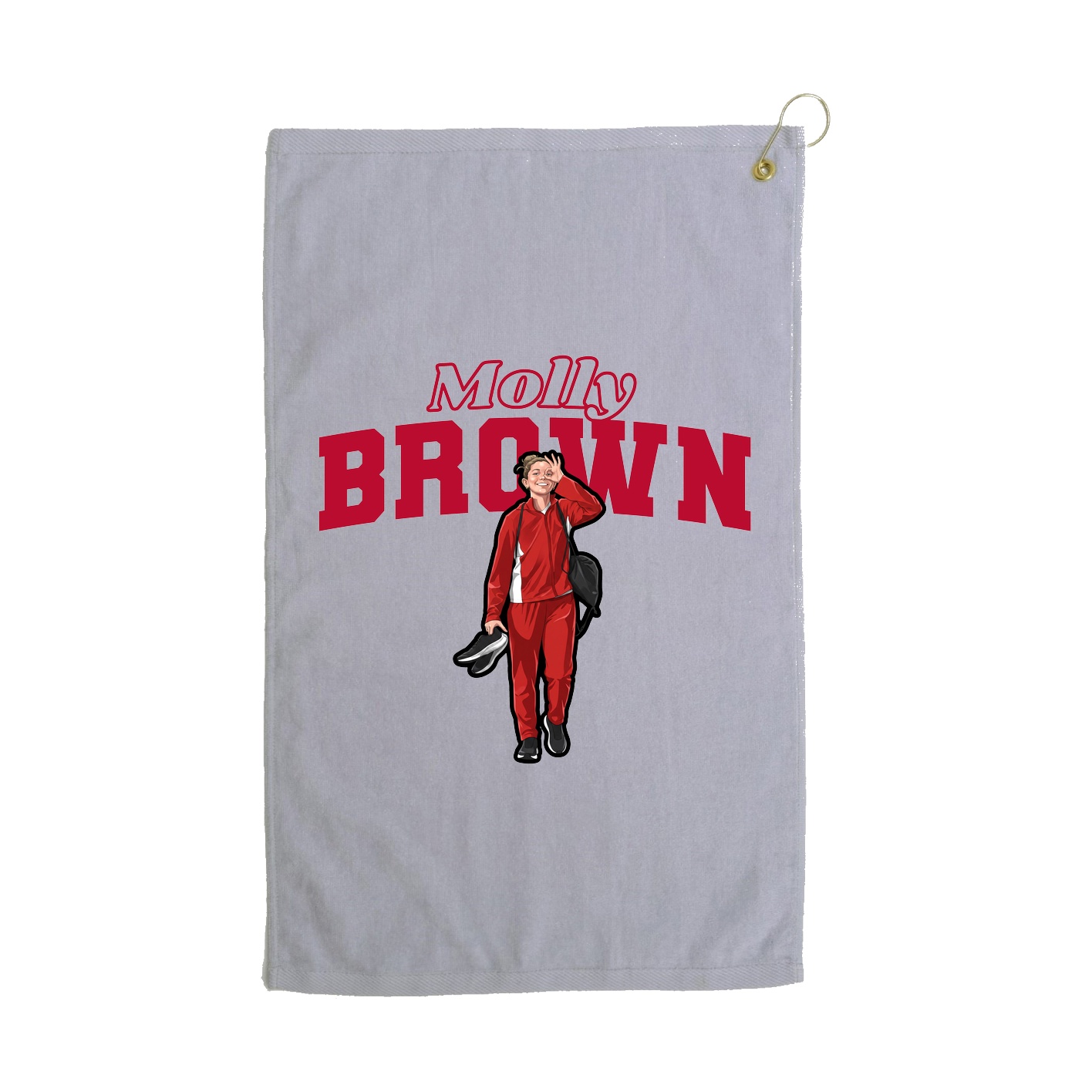 Golf Towel — Name Arch in Grey