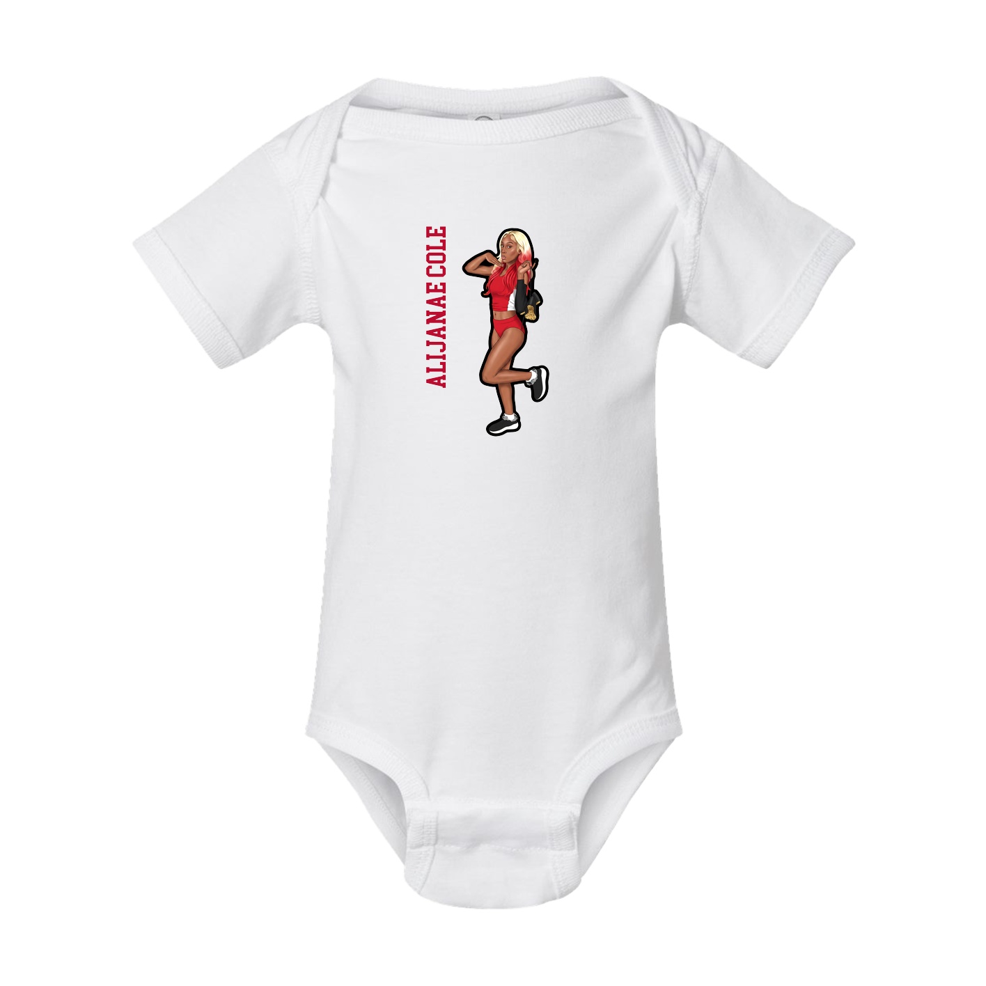 Baby Onesie — Name Vertical in White
