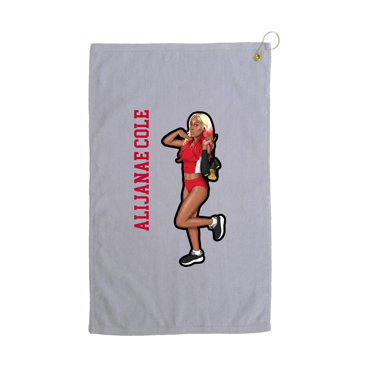 Golf Towel — Name Vertical in Grey